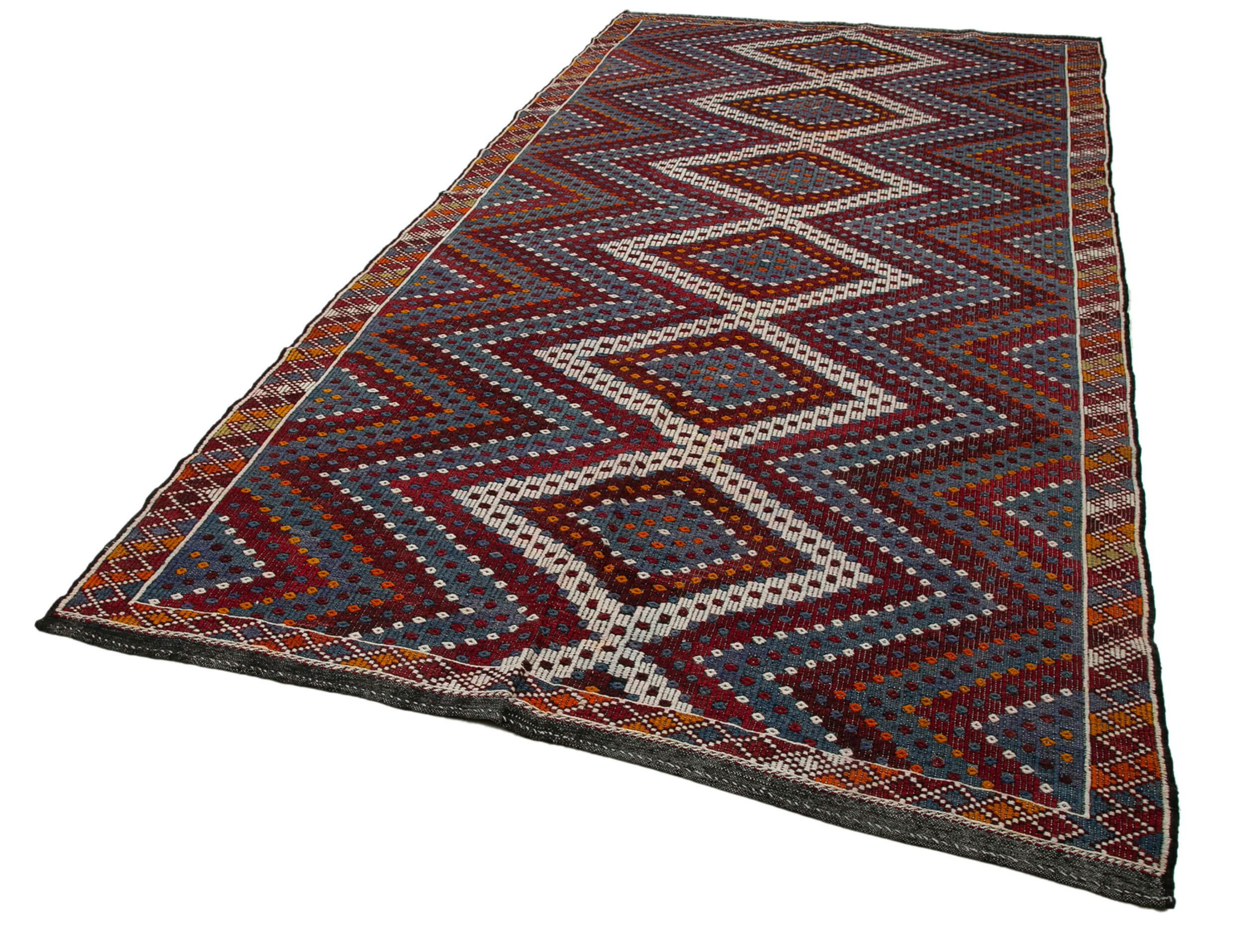 Handmade Kilim Rug – Geometric Kilim Flat Weave Rug 6'0'' x 12'4'' with Goat Hair