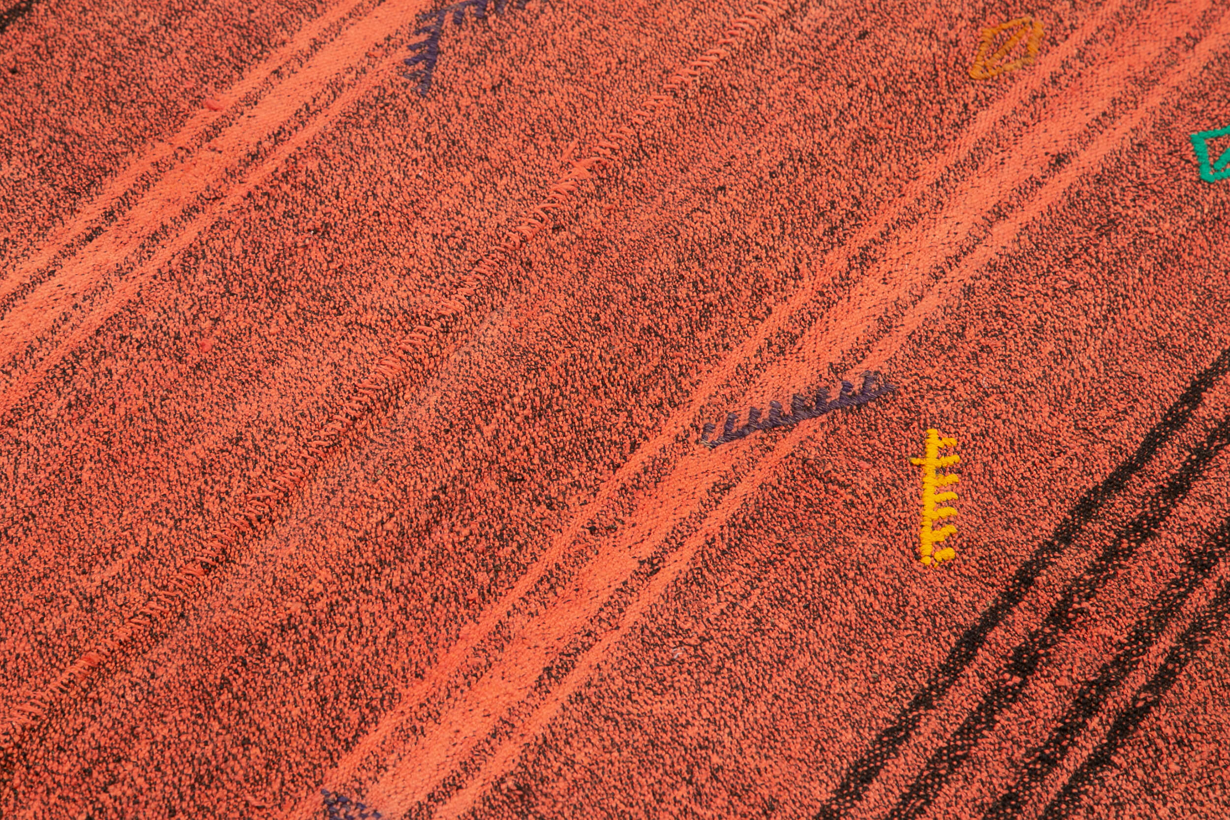 Handmade Geometric Kilim Rug – Orange Kilim Rug with Goat Hair & Wool Cotton Blend 5'9''x7'10''