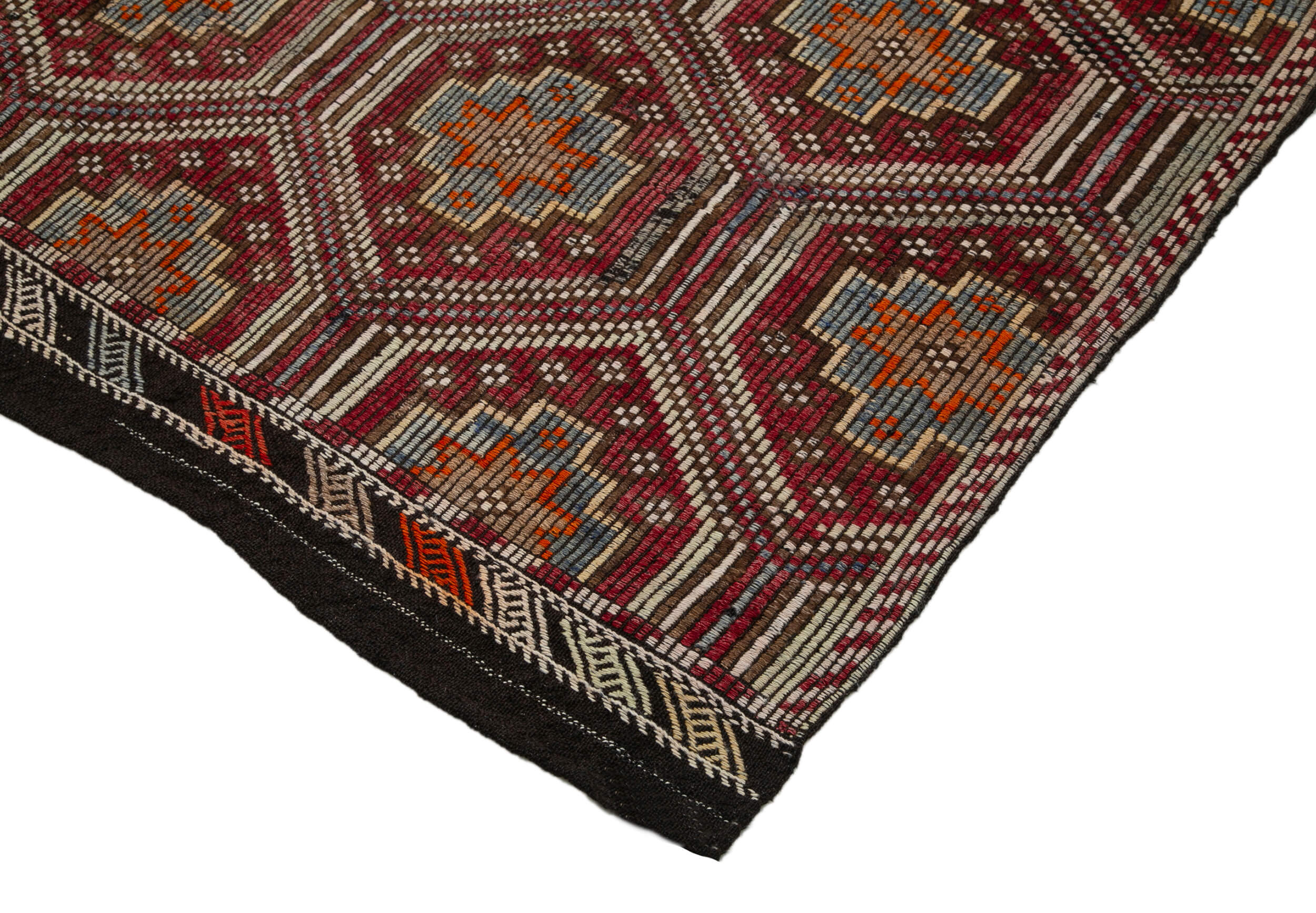 Handmade Geometric Kilim Rug – White Goat Hair 6x10 Area Rug | Durable Natural Fiber