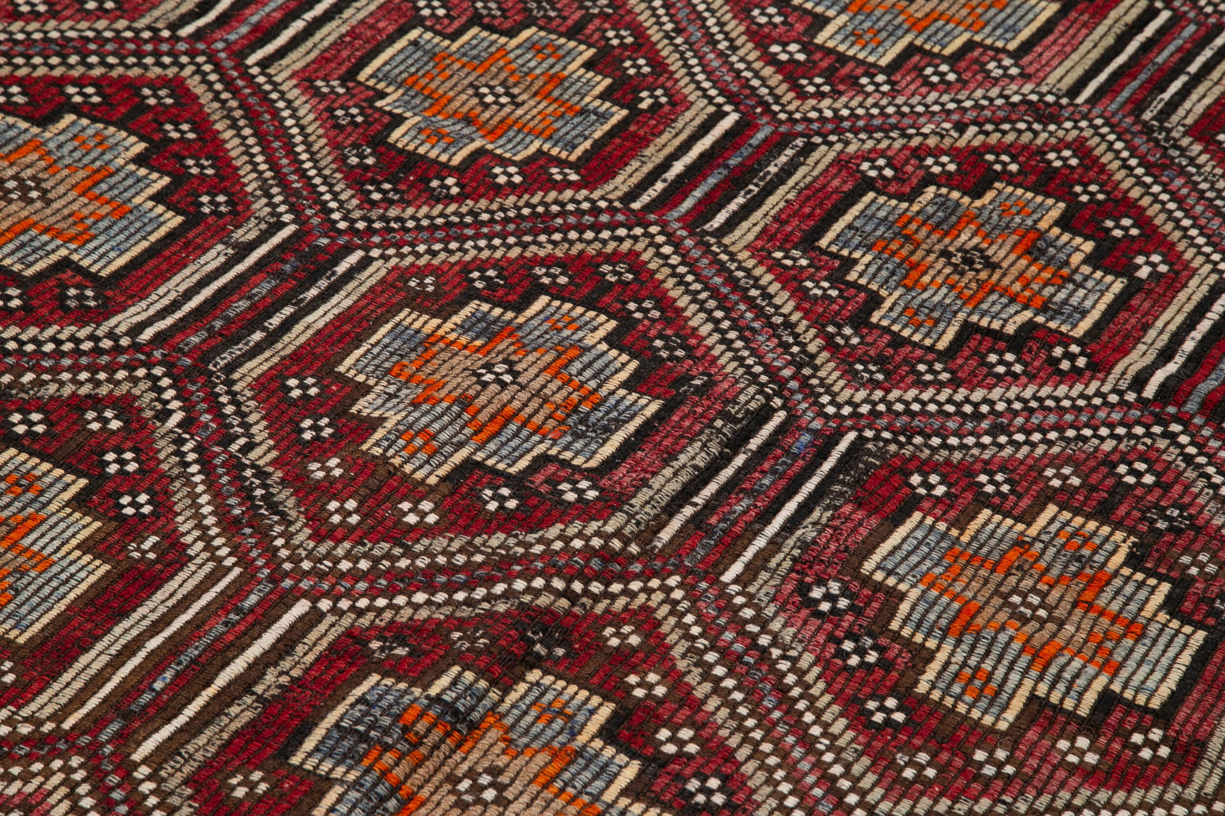 Handmade Geometric Kilim Rug – White Goat Hair 6x10 Area Rug | Durable Natural Fiber