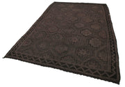 Handmade Kilim Rug - Geometric Area Rug with Brown Wool Carpet, Soft Wool Texture 6'4''x8'10''
