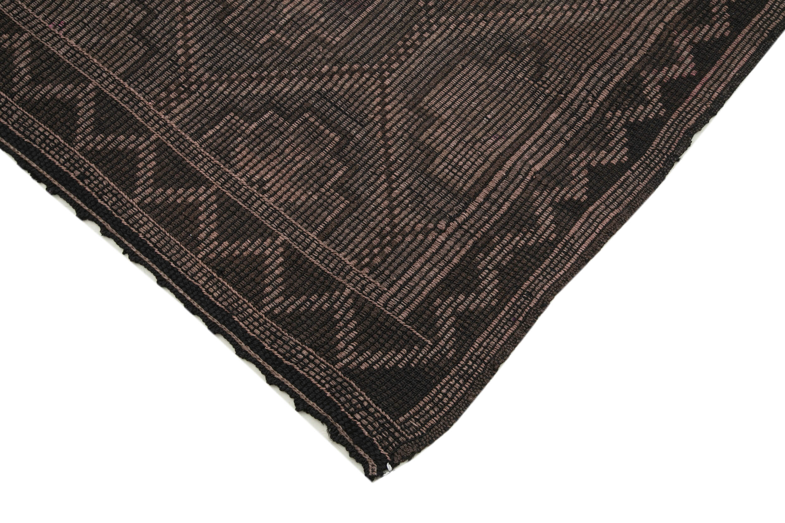 Handmade Kilim Rug - Geometric Area Rug with Brown Wool Carpet, Soft Wool Texture 6'4''x8'10''