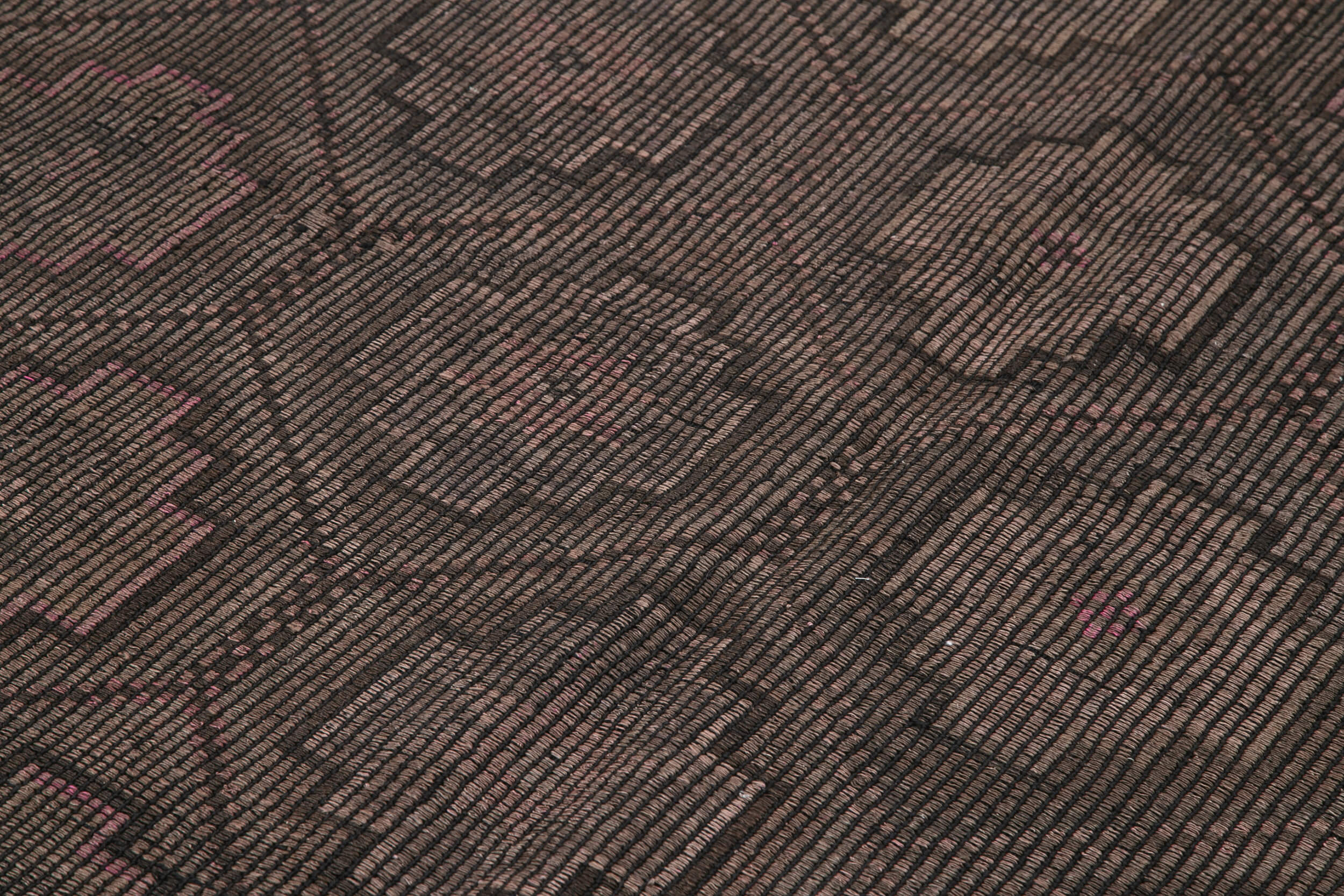 Handmade Kilim Rug - Geometric Area Rug with Brown Wool Carpet, Soft Wool Texture 6'4''x8'10''