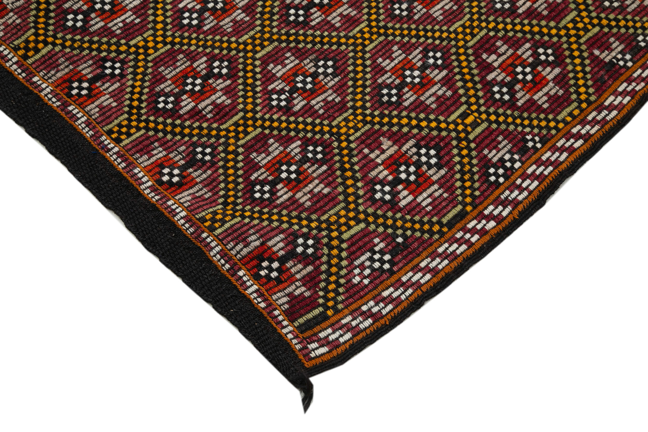 Handmade Geometric Kilim Rug – White Geometric Turkish Kilim Rug 5'9''x8'9''