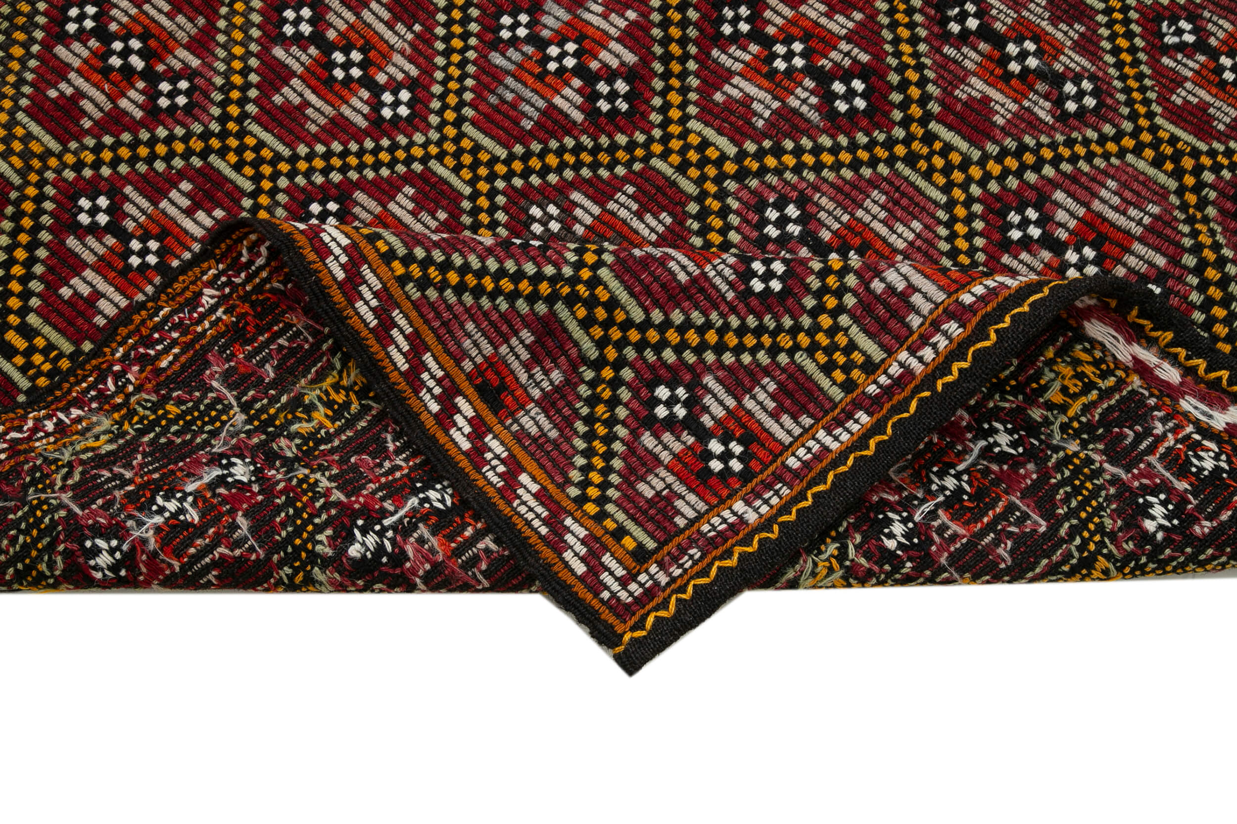 Handmade Geometric Kilim Rug – White Geometric Turkish Kilim Rug 5'9''x8'9''