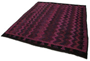 Handmade Geometric Kilim Rug - Purple Area Rug | Goat Hair & Wool Carpet 7'1"x8'0"