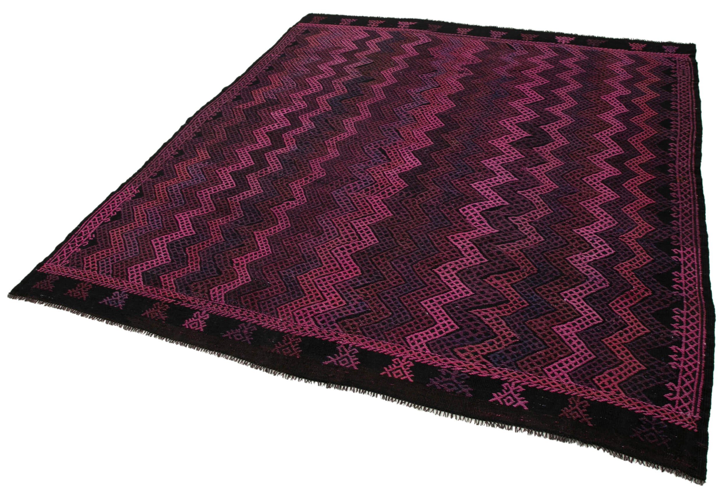 Handmade Geometric Kilim Rug - Purple Area Rug | Goat Hair & Wool Carpet 7'1"x8'0"