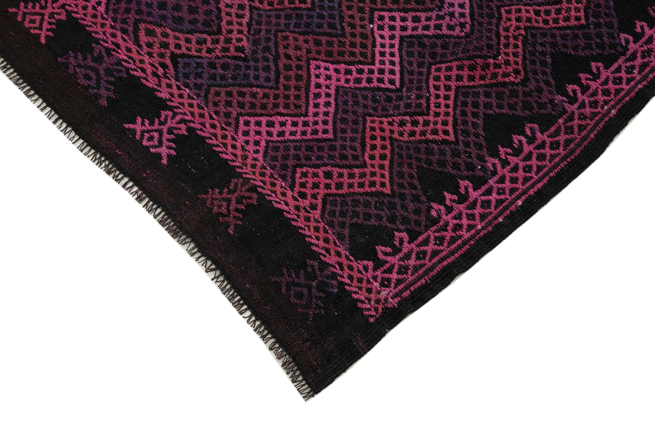 Handmade Geometric Kilim Rug - Purple Area Rug | Goat Hair & Wool Carpet 7'1"x8'0"