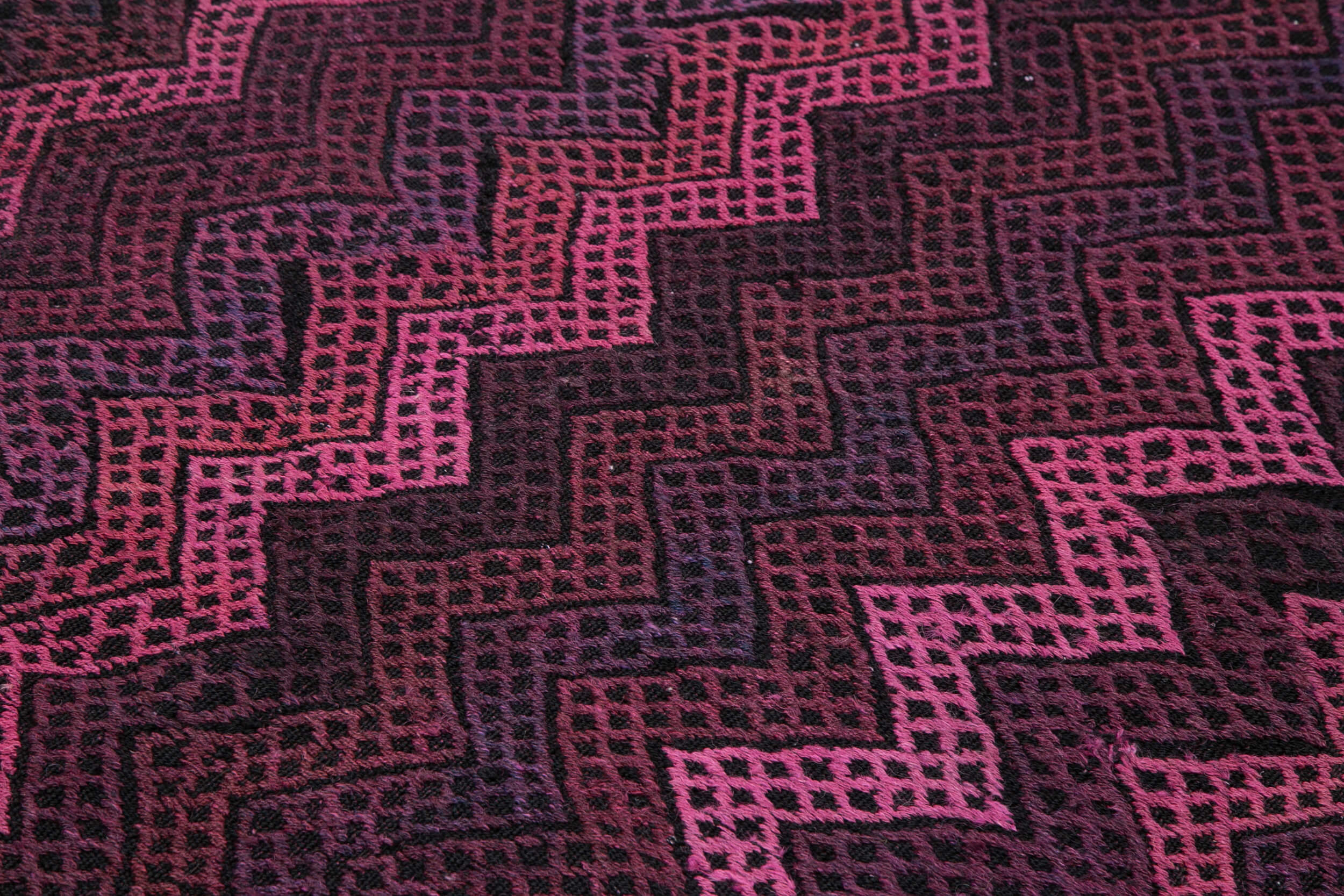 Handmade Geometric Kilim Rug - Purple Area Rug | Goat Hair & Wool Carpet 7'1"x8'0"
