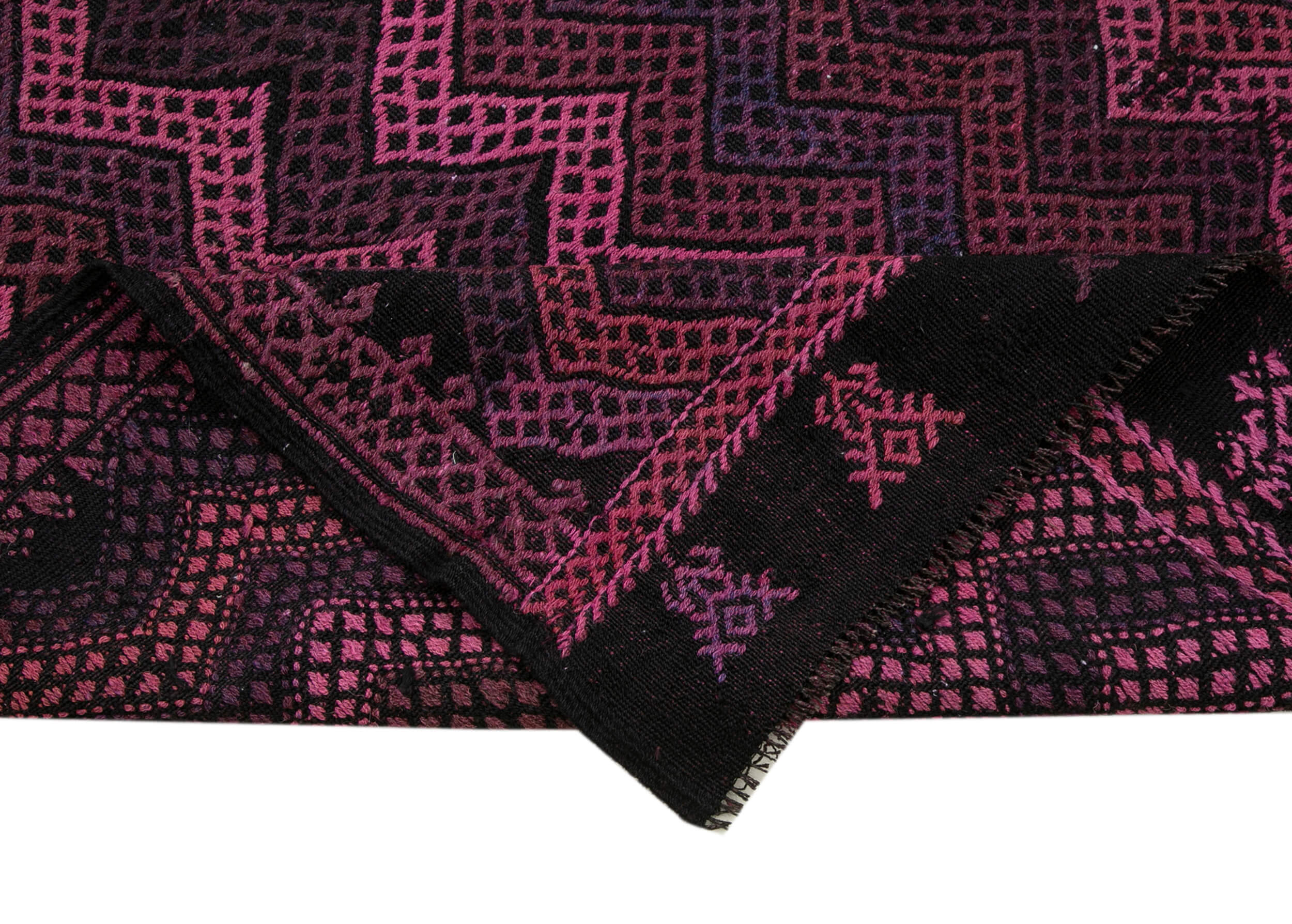 Handmade Geometric Kilim Rug - Purple Area Rug | Goat Hair & Wool Carpet 7'1"x8'0"