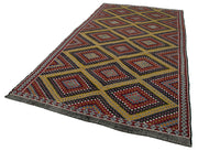 Handmade Geometric Kilim Rug – White Wool Cotton Carpet with Goat Hair, 6'1''x11'7''
