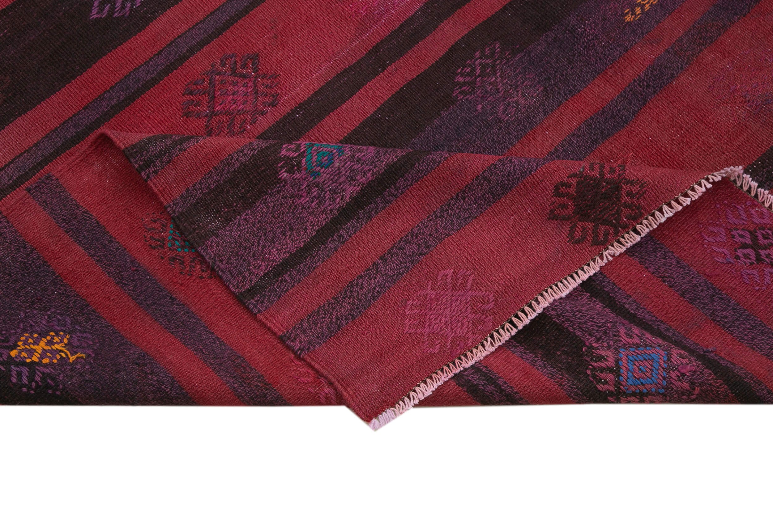 Handmade Geometric Kilim Rug – Red Area Rug 6x10 Feet With Goat Hair & Wool Cotton