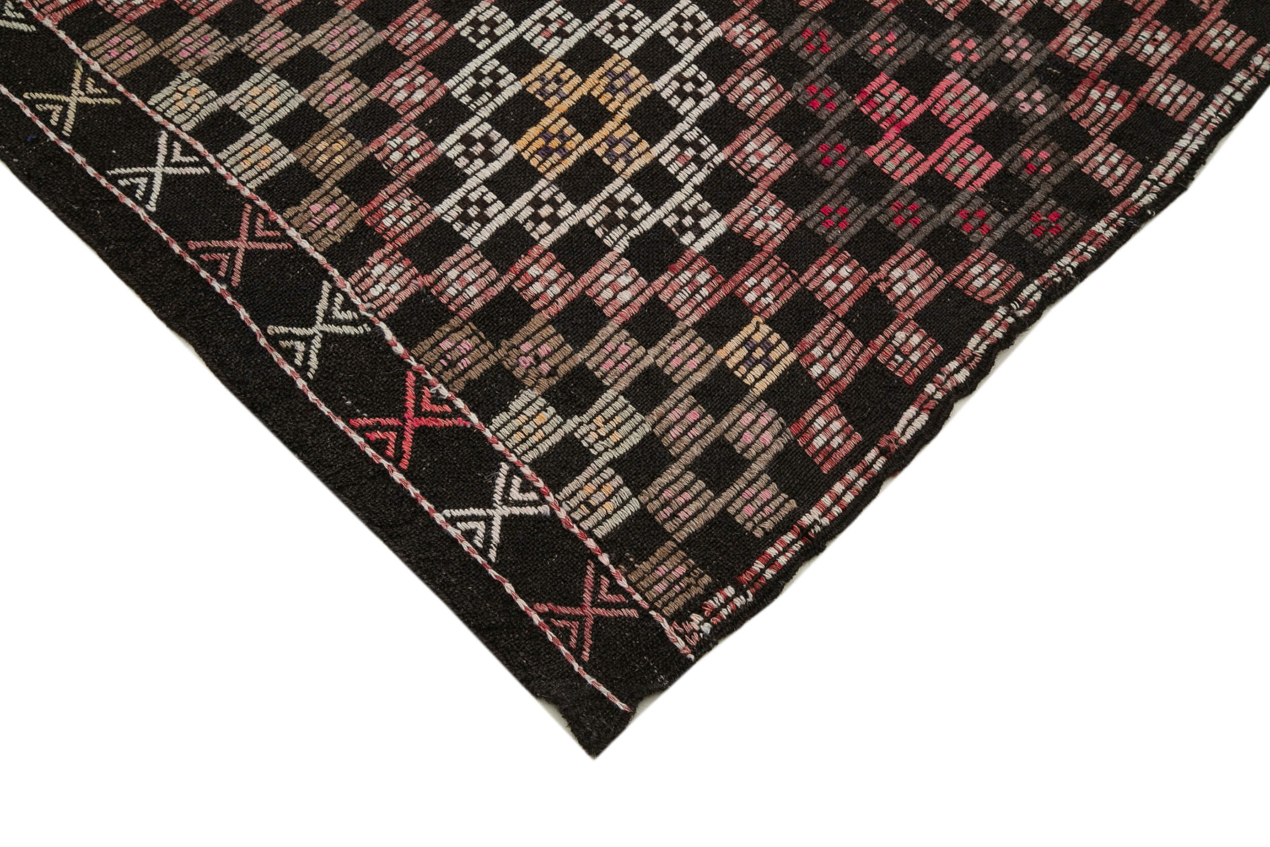Handmade Geometric Kilim Rug – 6x10 Feet Turkish Kilim Carpet, White Goat Hair
