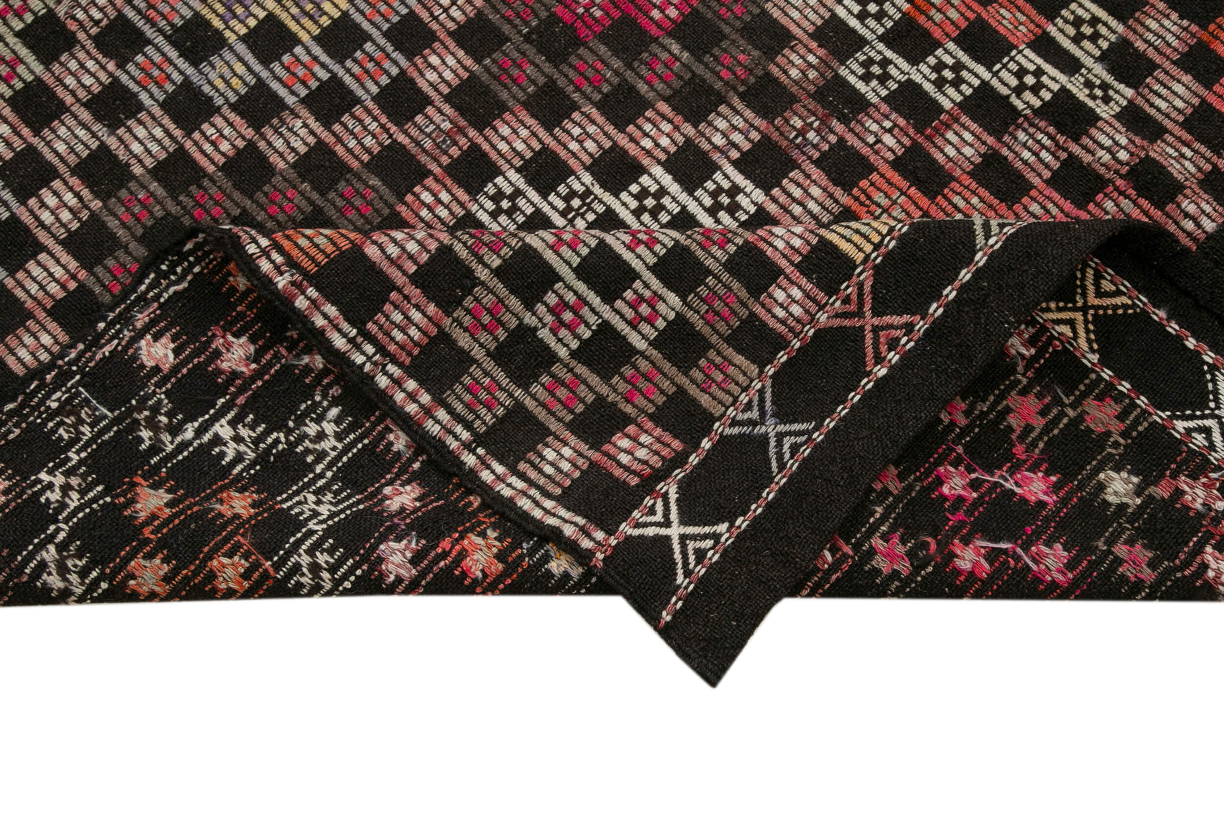 Handmade Geometric Kilim Rug – 6x10 Feet Turkish Kilim Carpet, White Goat Hair