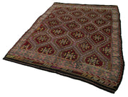 Handmade Kilim Rug - Geometric Area Rug 6x8 Wool Cotton Goat Hair Floor Covering