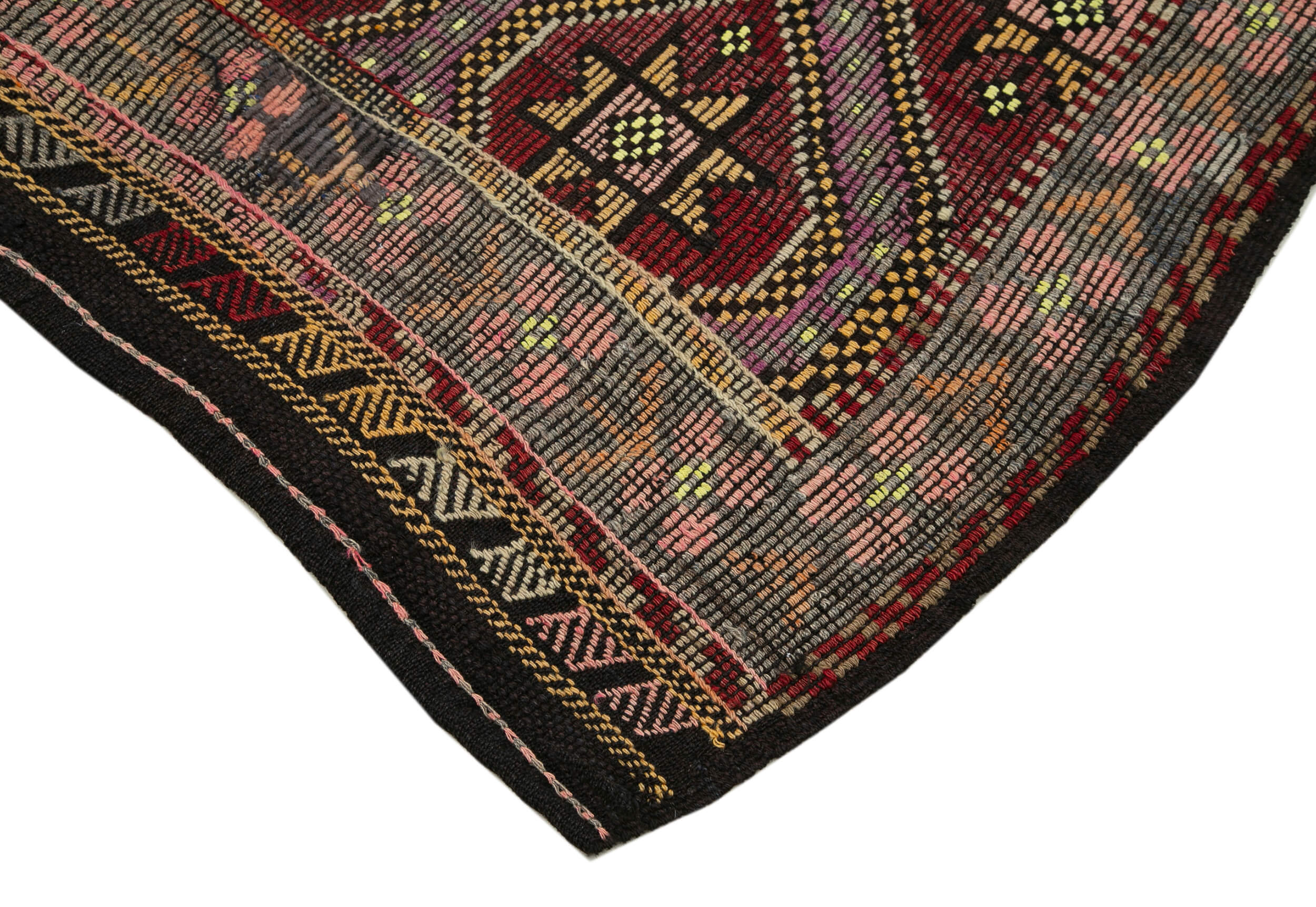 Handmade Kilim Rug - Geometric Area Rug 6x8 Wool Cotton Goat Hair Floor Covering