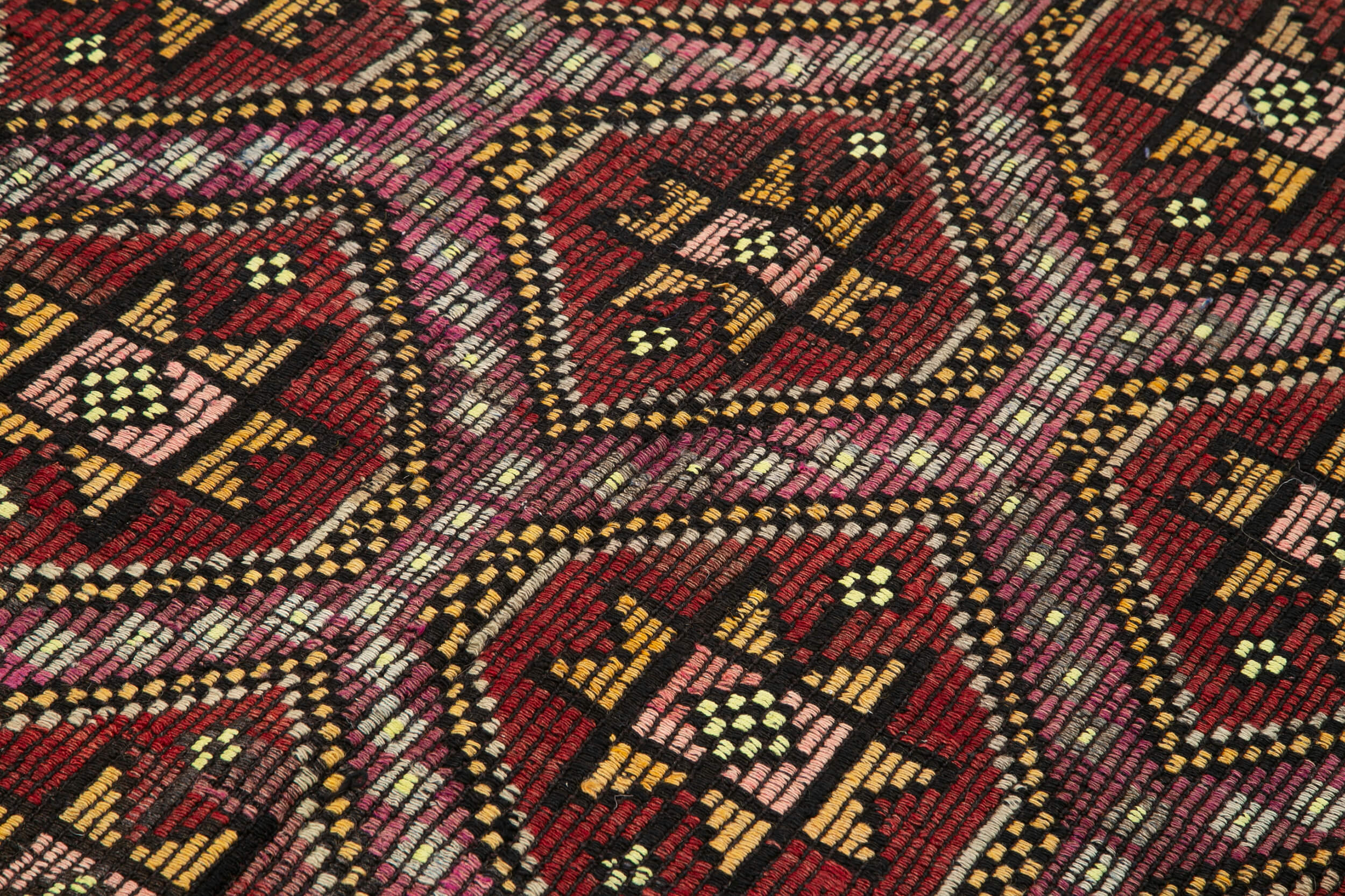 Handmade Kilim Rug - Geometric Area Rug 6x8 Wool Cotton Goat Hair Floor Covering