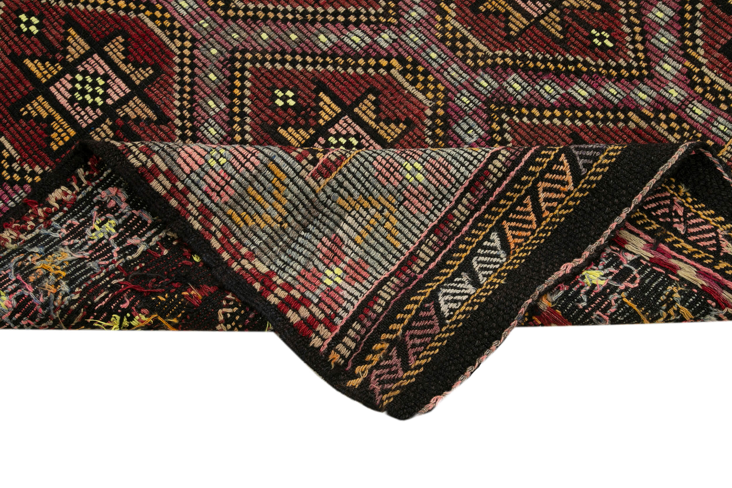Handmade Kilim Rug - Geometric Area Rug 6x8 Wool Cotton Goat Hair Floor Covering