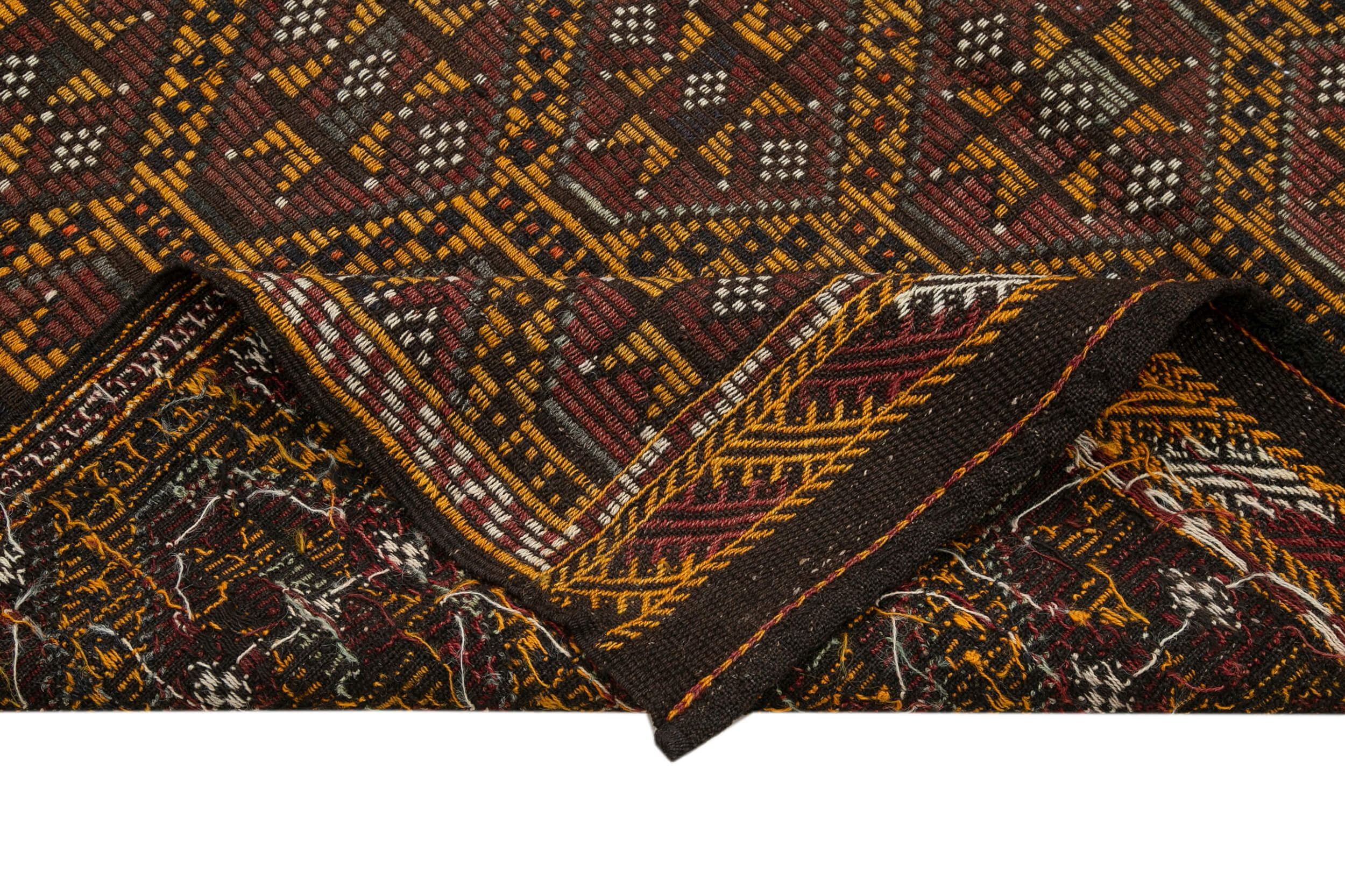 Handmade Geometric Kilim Rug - 5x10 Wool Rug With Goat Hair & Soft Cotton Backing