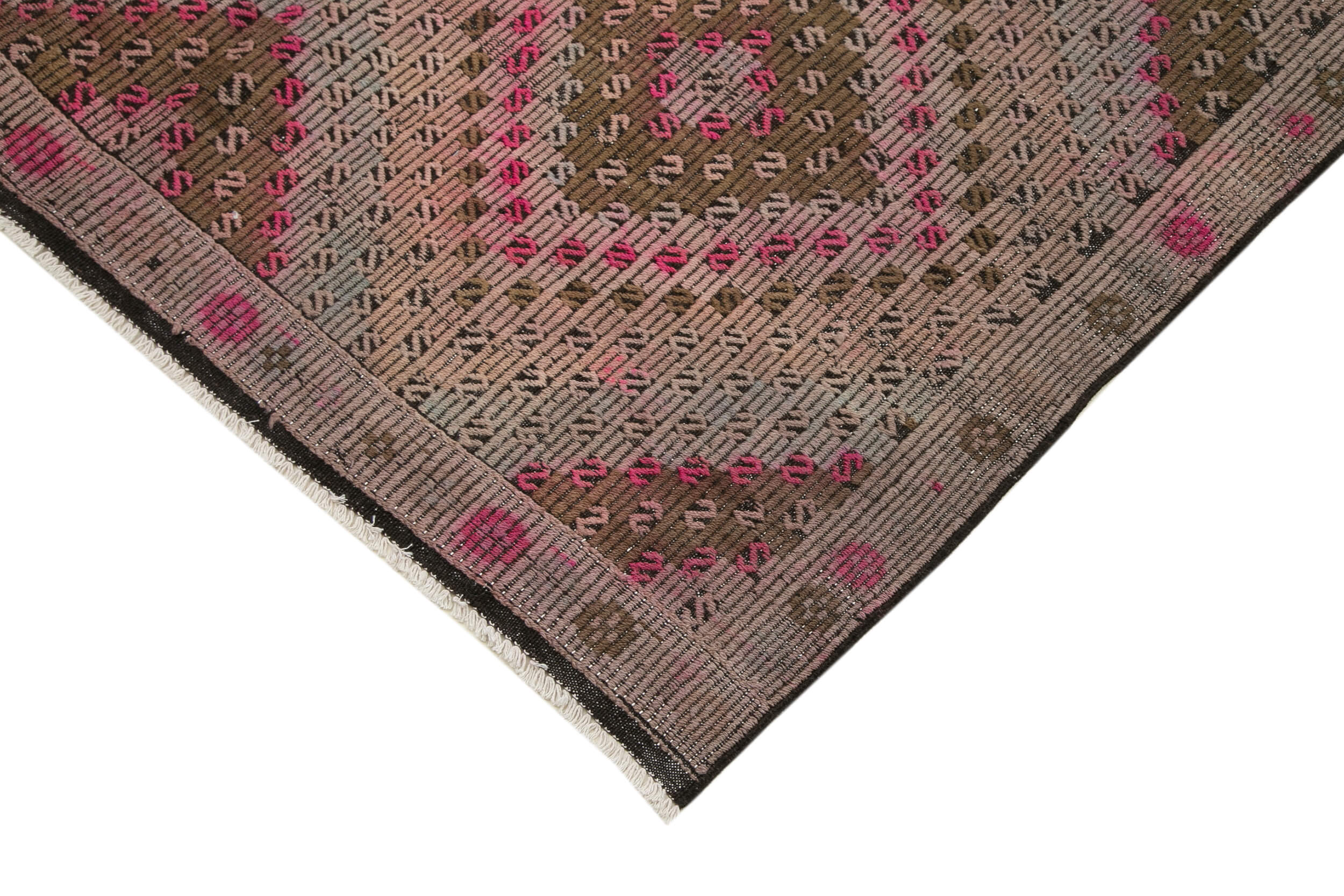 Handmade Kilim Rug - Beige Geometric Area Rug With Goat Hair 5'1" x 10'3"