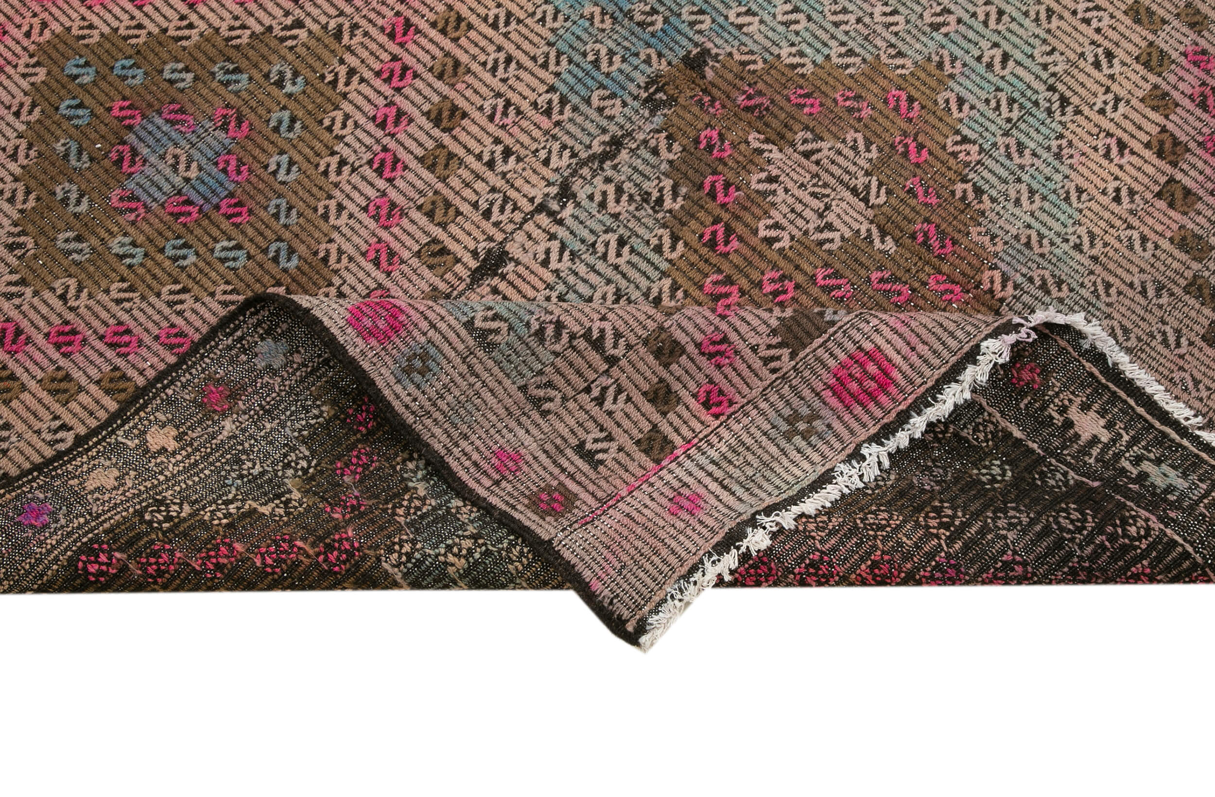 Handmade Kilim Rug - Beige Geometric Area Rug With Goat Hair 5'1" x 10'3"
