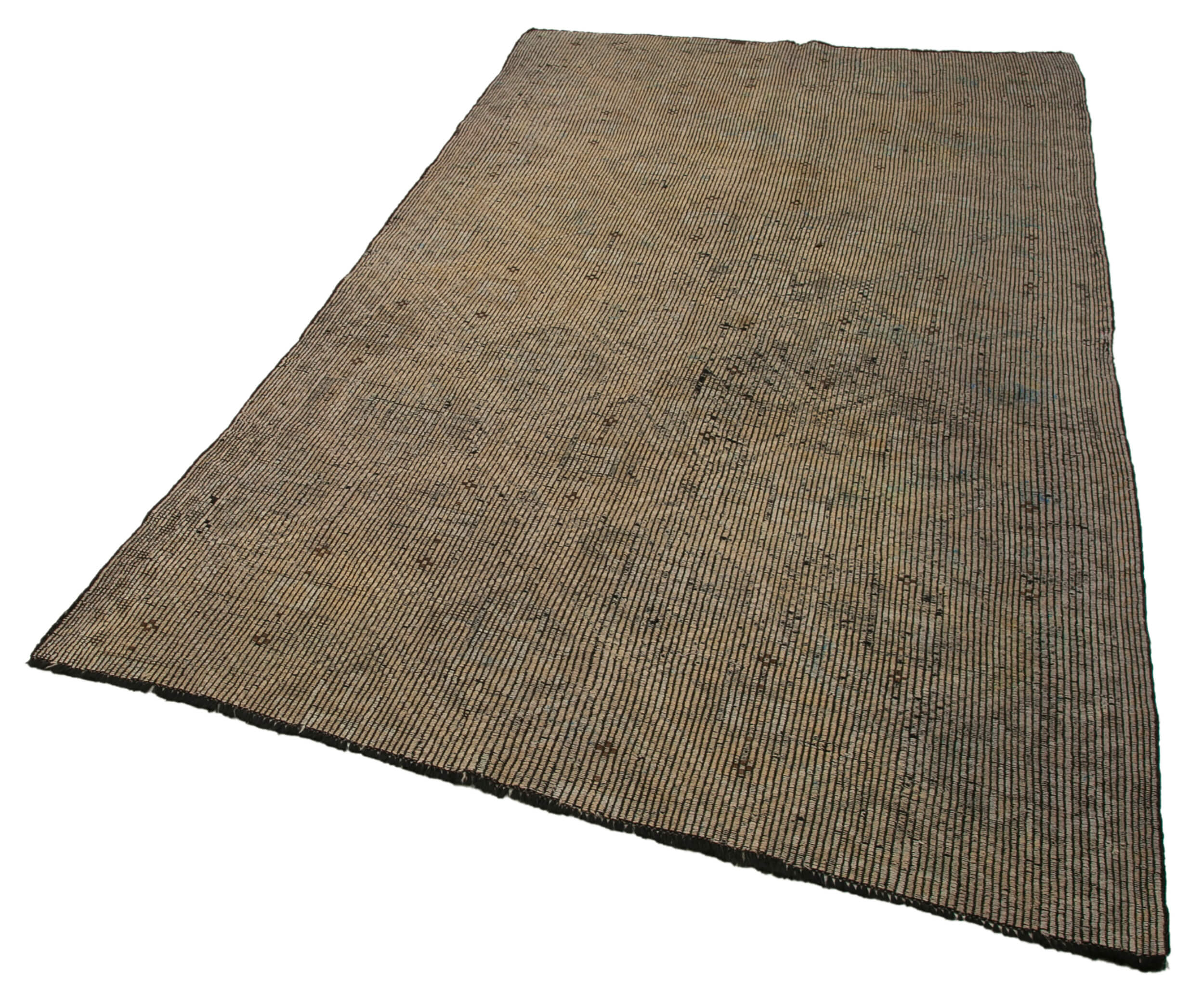 Handmade Kilim Rug - Beige Geometric Area Rug 5'2'' x 8'5'' with Goat Hair & Wool