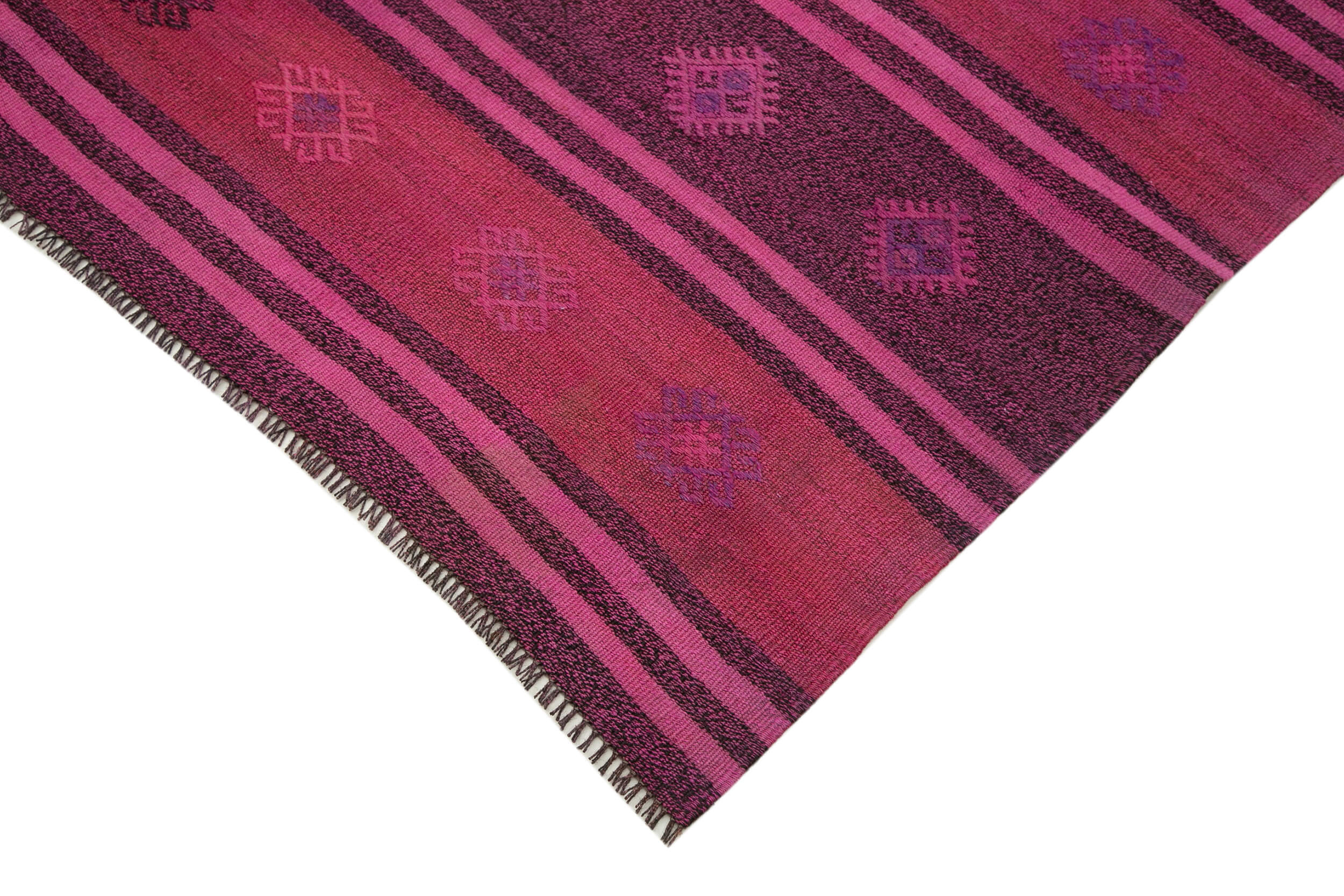 Handmade Kilim Rug - Pink Geometric Area Rug 5'9''x9'0'' Goat Hair Wool Cotton