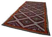 Handmade Geometric Kilim Rug - White Goat Hair Vintage Area Rug 6'3''x12'1''