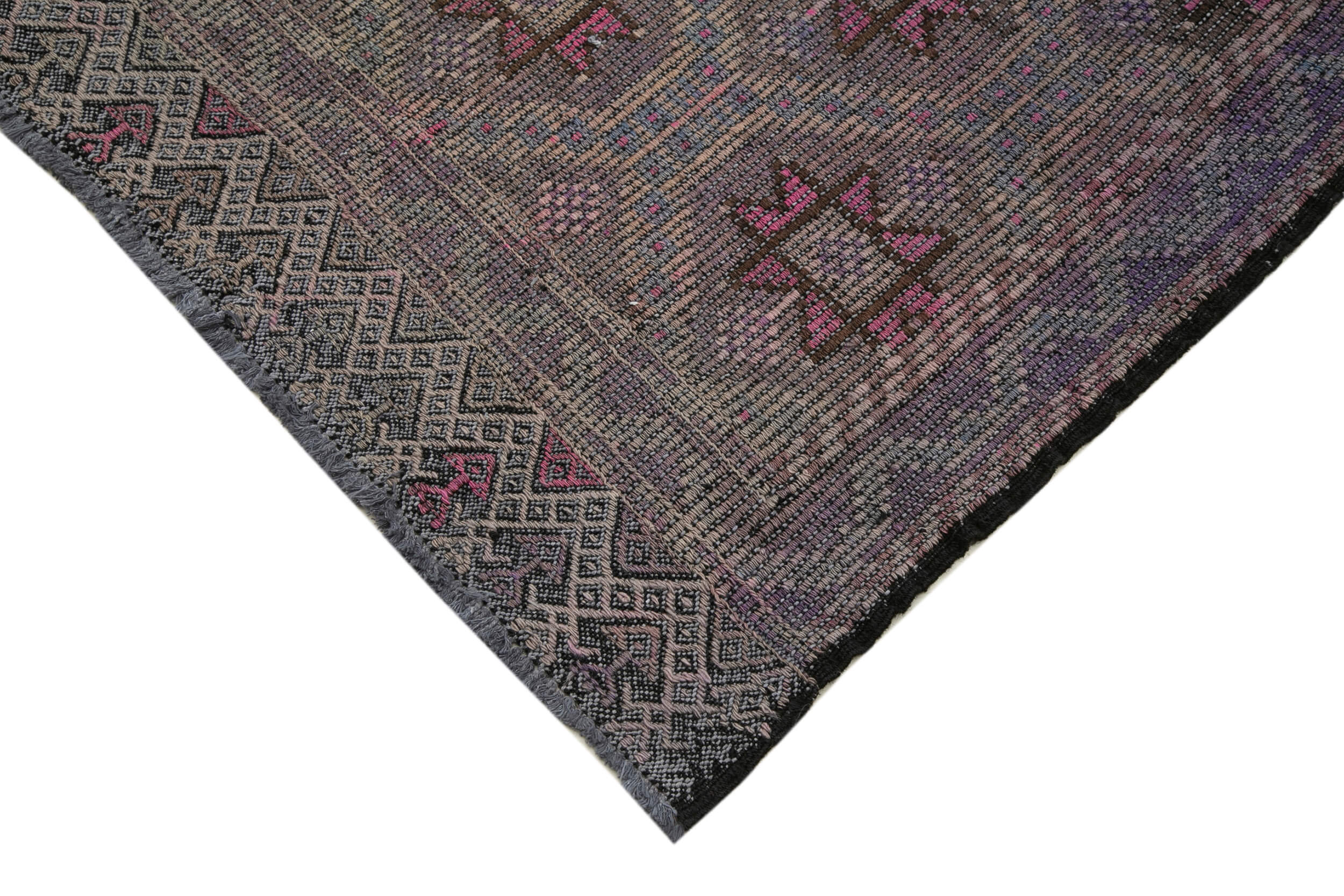 Handmade Geometric Kilim Rug - White Geometric 6x10 Vintage Area Rug