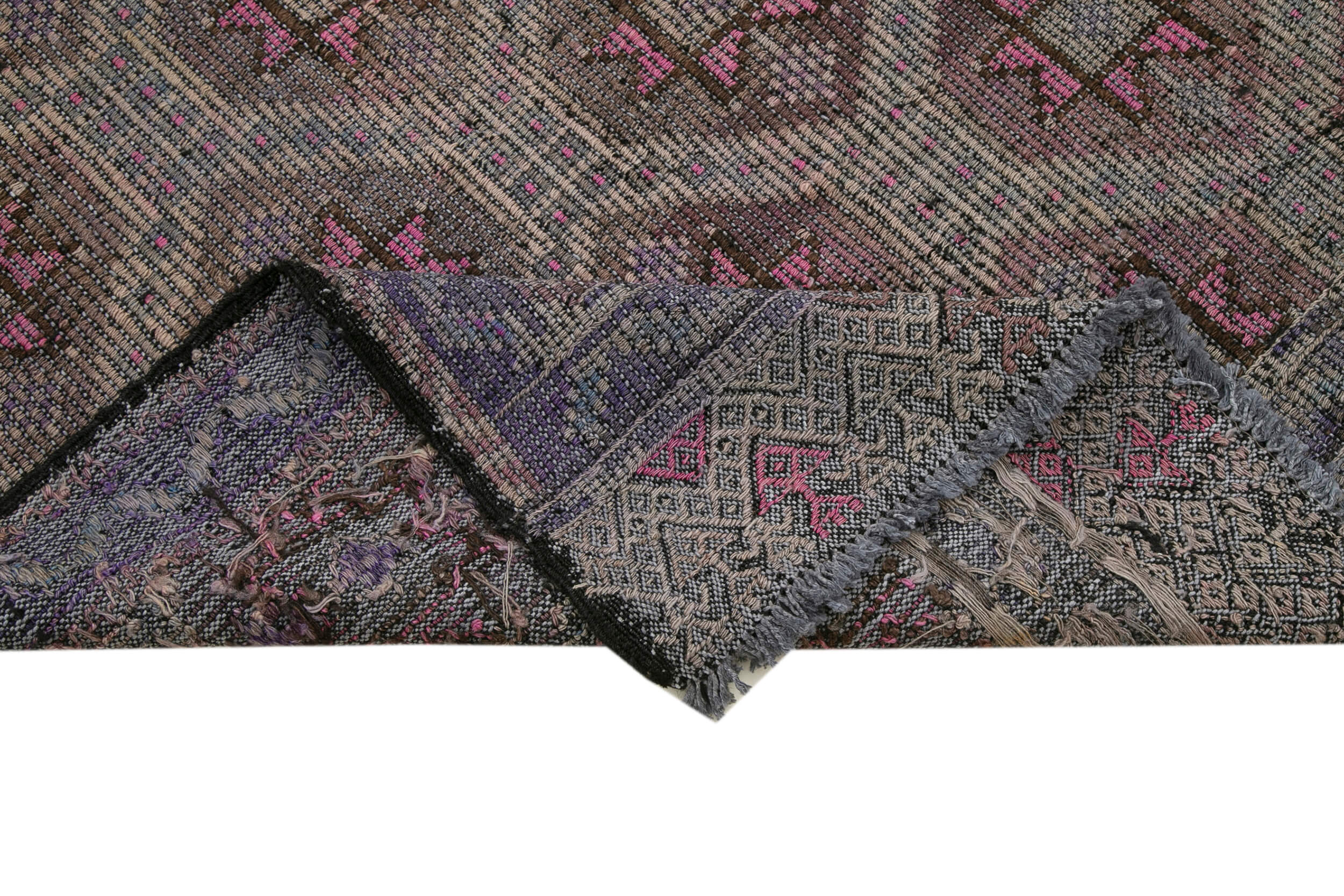Handmade Geometric Kilim Rug - White Geometric 6x10 Vintage Area Rug