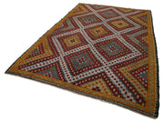 Handmade Geometric Kilim Rug – Orange Kilim Carpet, 6x10 Feet, Goat Hair & Wool