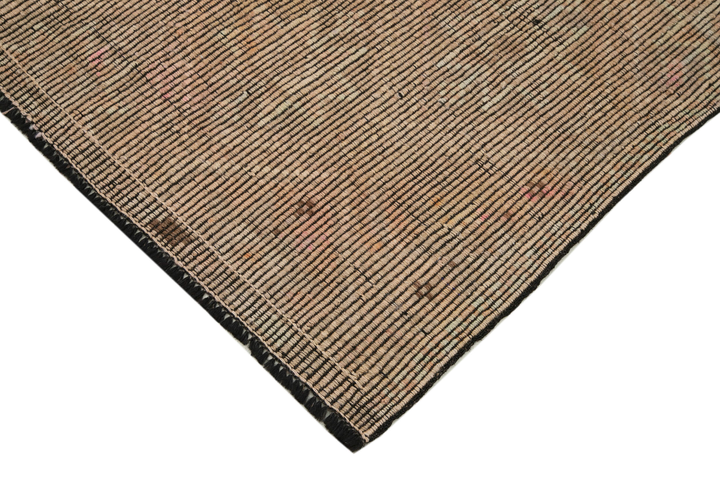 Handmade Kilim Rug – Geometric Beige Goat Hair Vintage Turkish Wool Carpet 5'3"x9'11"