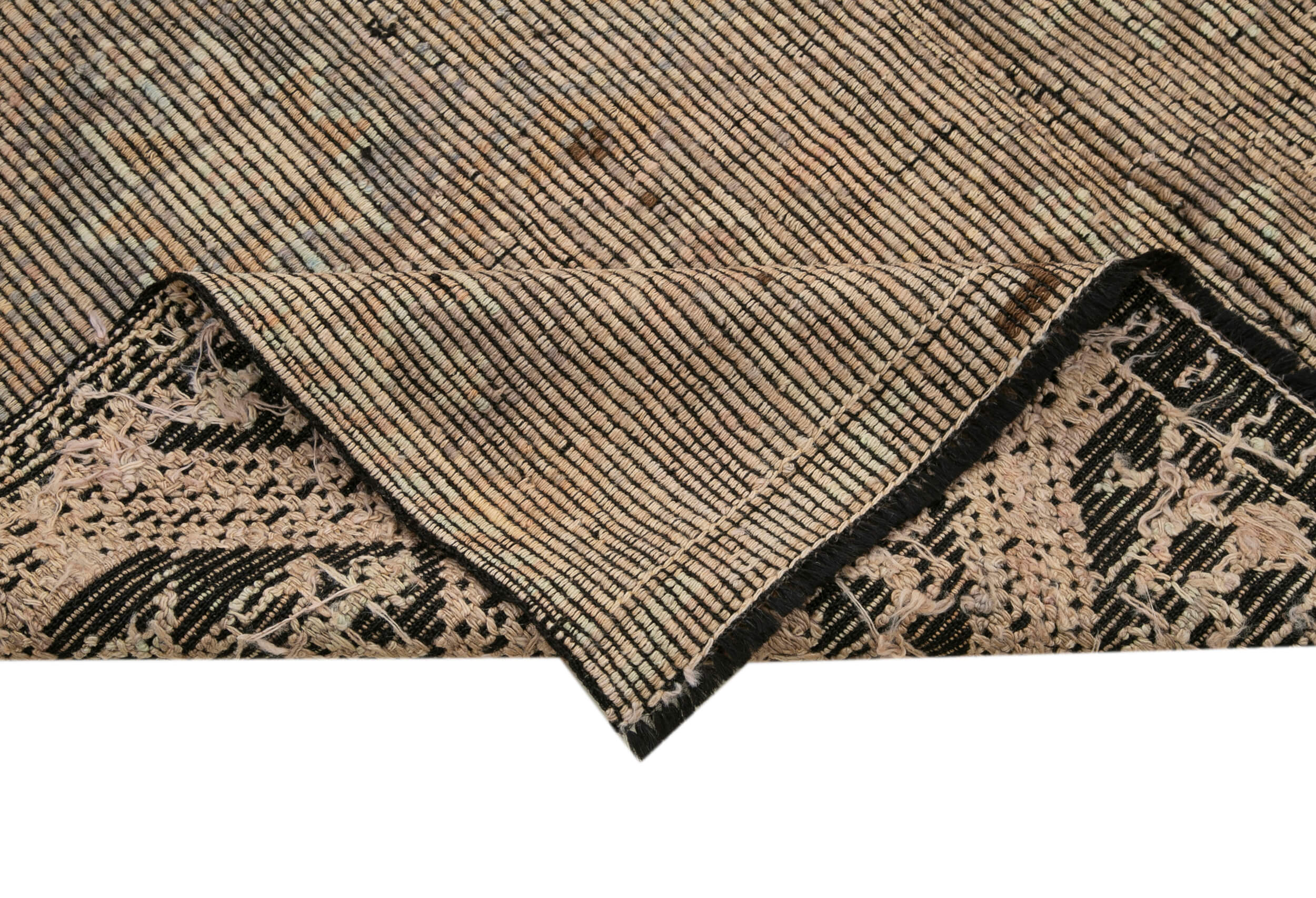 Handmade Kilim Rug – Geometric Beige Goat Hair Vintage Turkish Wool Carpet 5'3"x9'11"