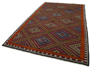 Handmade Geometric Kilim Rug - White Kilim Rug with Goat Hair, 6'4''x10'7''