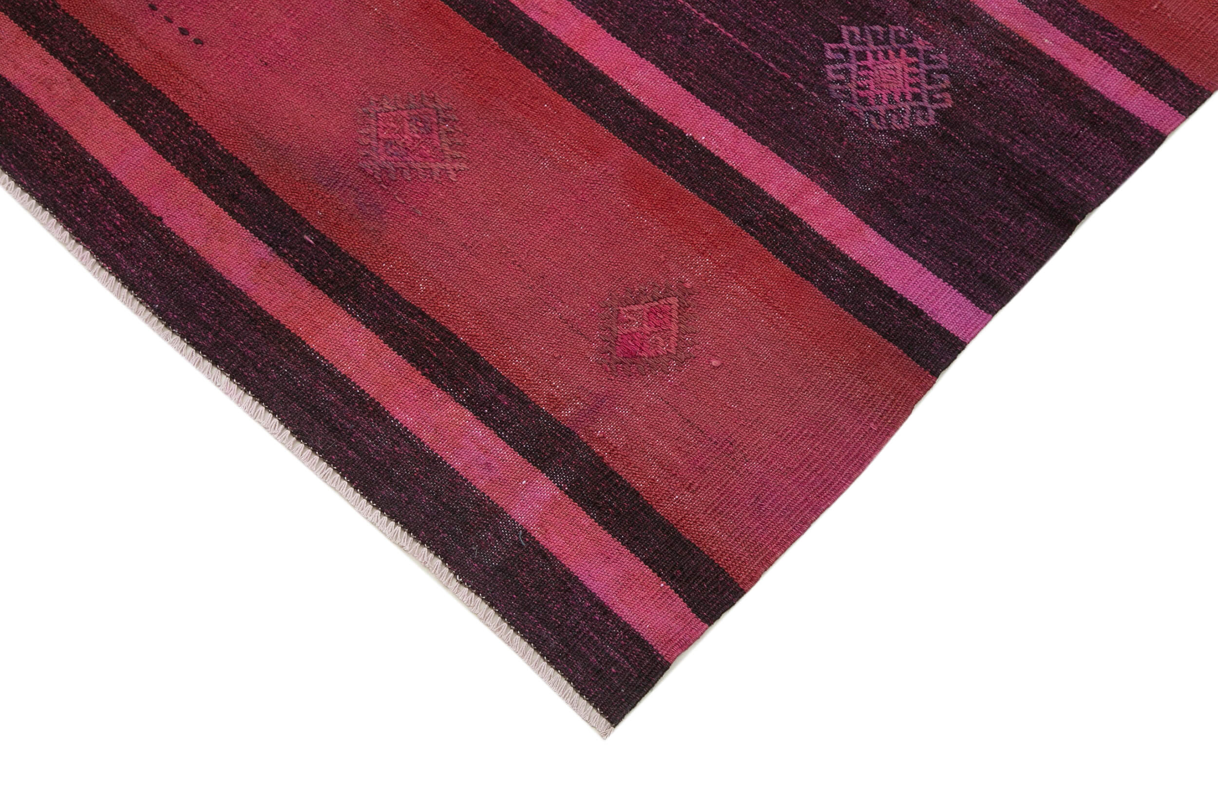 Handmade Geometric Kilim Rug - Pink Kilim Rug 5'7''x9'0'' Wool Cotton Carpet