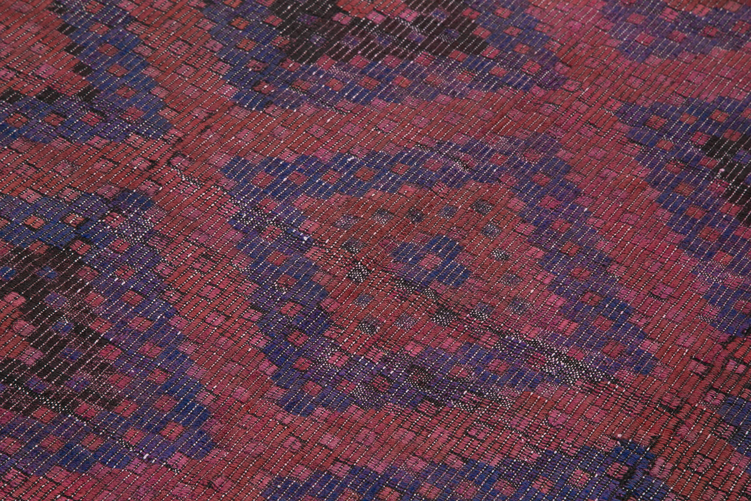 Handmade Kilim Rug - Red Goat Hair Rug 5'9''x12'2'' | Geometric Turkish Floor Covering