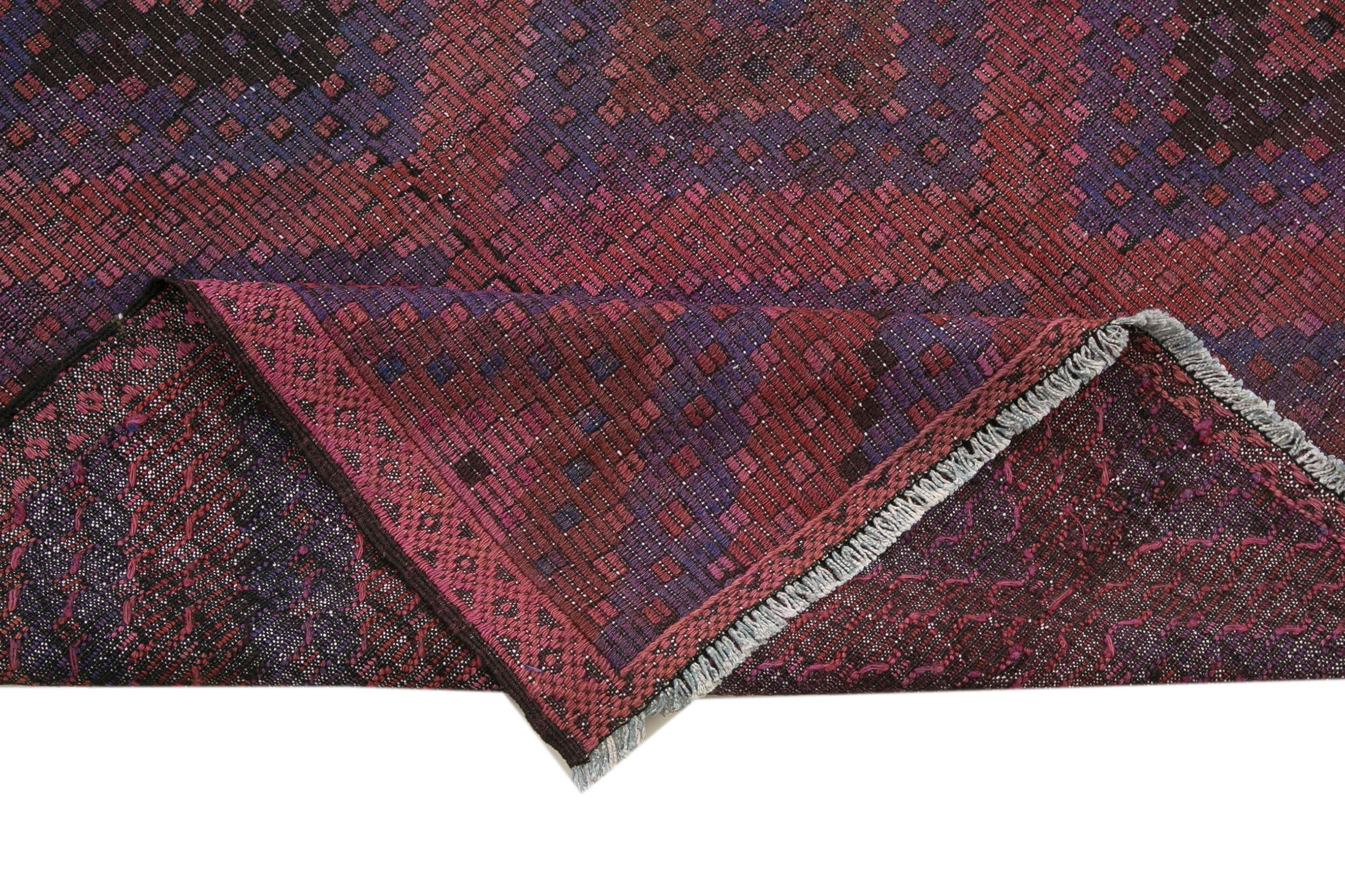 Handmade Kilim Rug - Red Goat Hair Rug 5'9''x12'2'' | Geometric Turkish Floor Covering