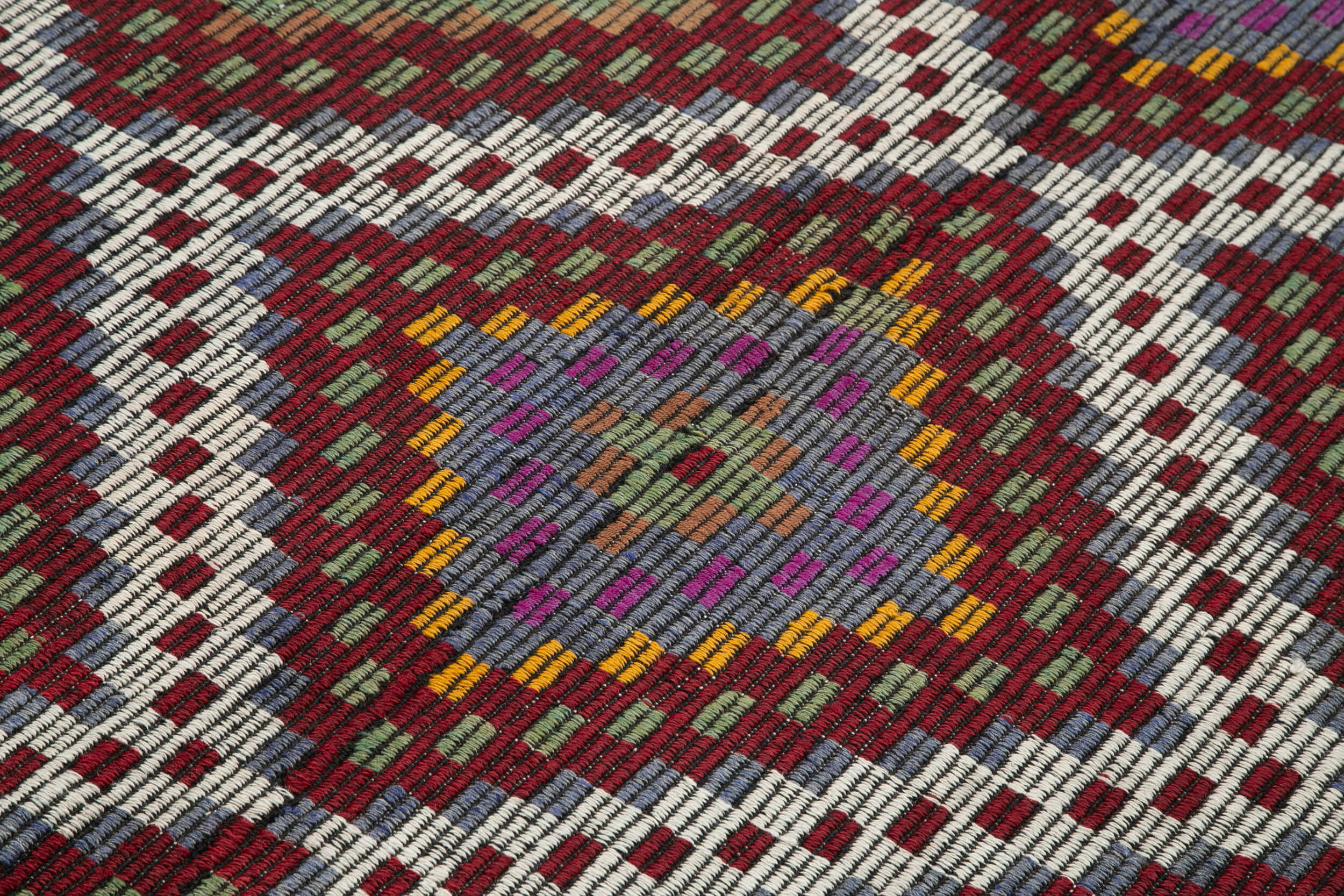 Handmade Geometric Kilim Rug – White Goat Hair Kilim Carpet 6'2''x11'7''