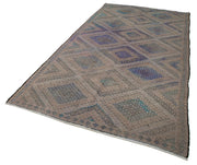 Handmade Geometric Kilim Rug – Vintage Area Rug With Goat Hair Carpet, Neutral Beige