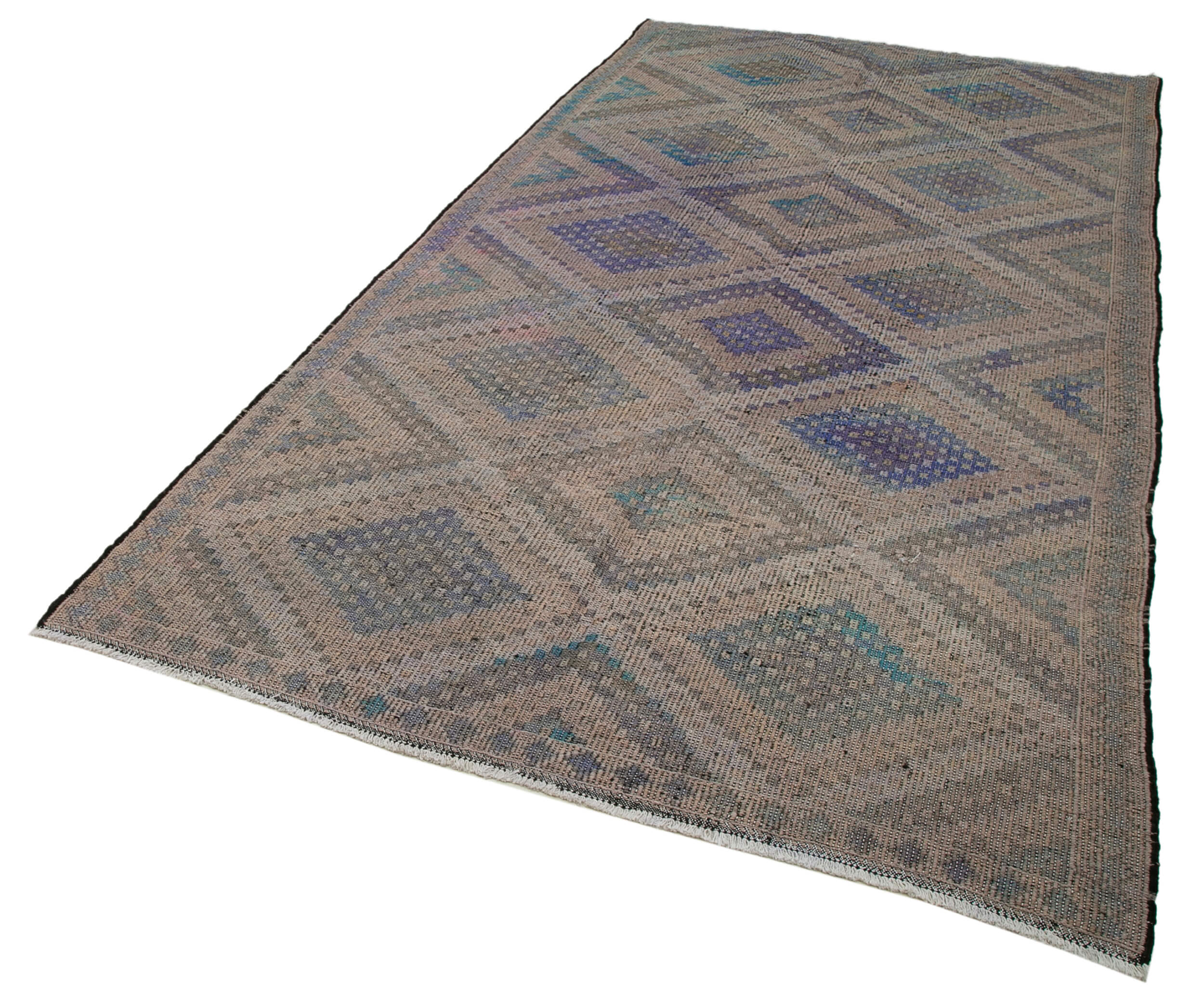 Handmade Geometric Kilim Rug – Vintage Area Rug With Goat Hair Carpet, Neutral Beige