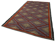 Handmade Kilim Rug - Geometric Kilim White Goat Hair, Natural Wool Carpet 6'7''x11'9''
