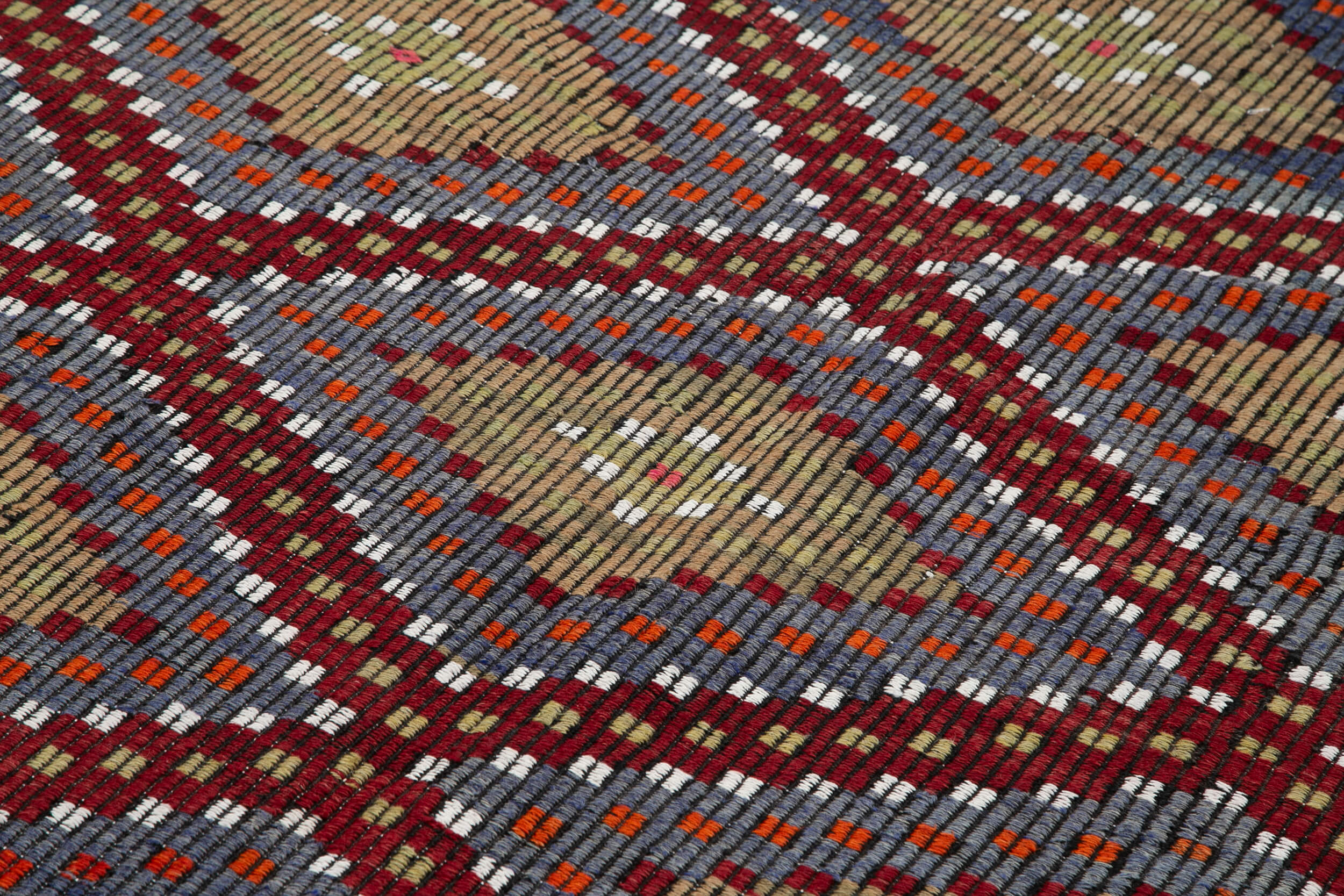 Handmade Kilim Rug - Geometric Kilim White Goat Hair, Natural Wool Carpet 6'7''x11'9''