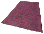 Handmade Geometric Kilim Rug - Pink Goat Hair Wool Flat Weave Carpet 5'7''x9'6''