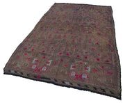 Handmade Geometric Kilim Rug – Purple Area Rug, Goat Hair Carpet 5x9 Foot