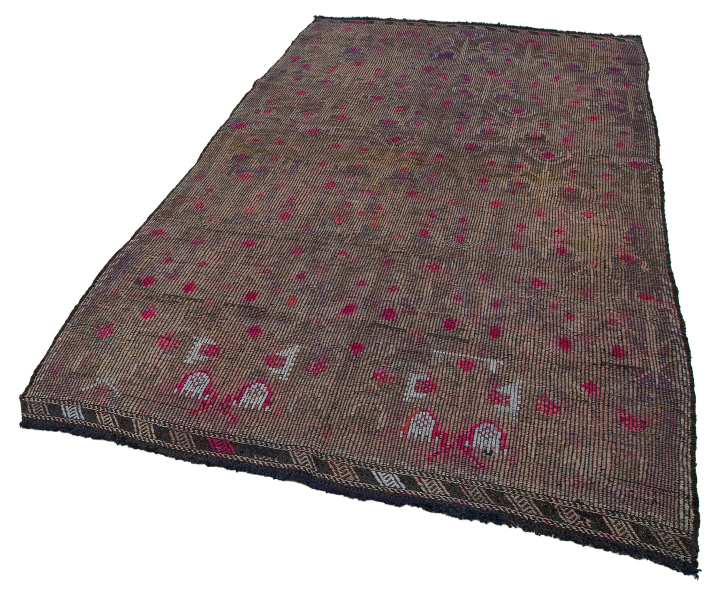 Handmade Geometric Kilim Rug – Purple Area Rug, Goat Hair Carpet 5x9 Foot