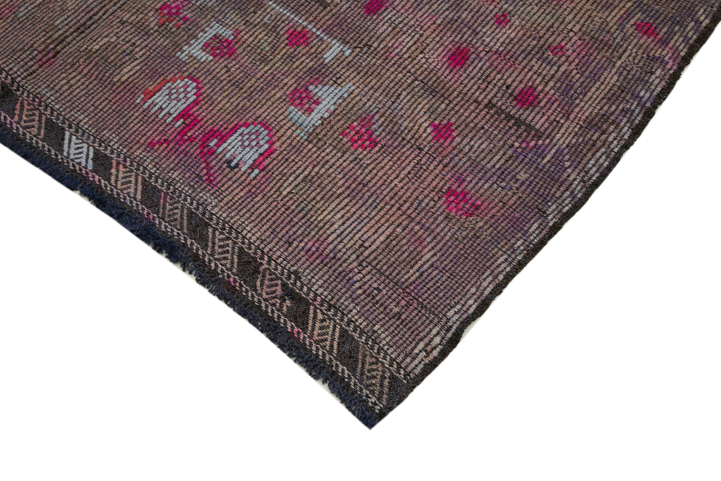 Handmade Geometric Kilim Rug – Purple Area Rug, Goat Hair Carpet 5x9 Foot