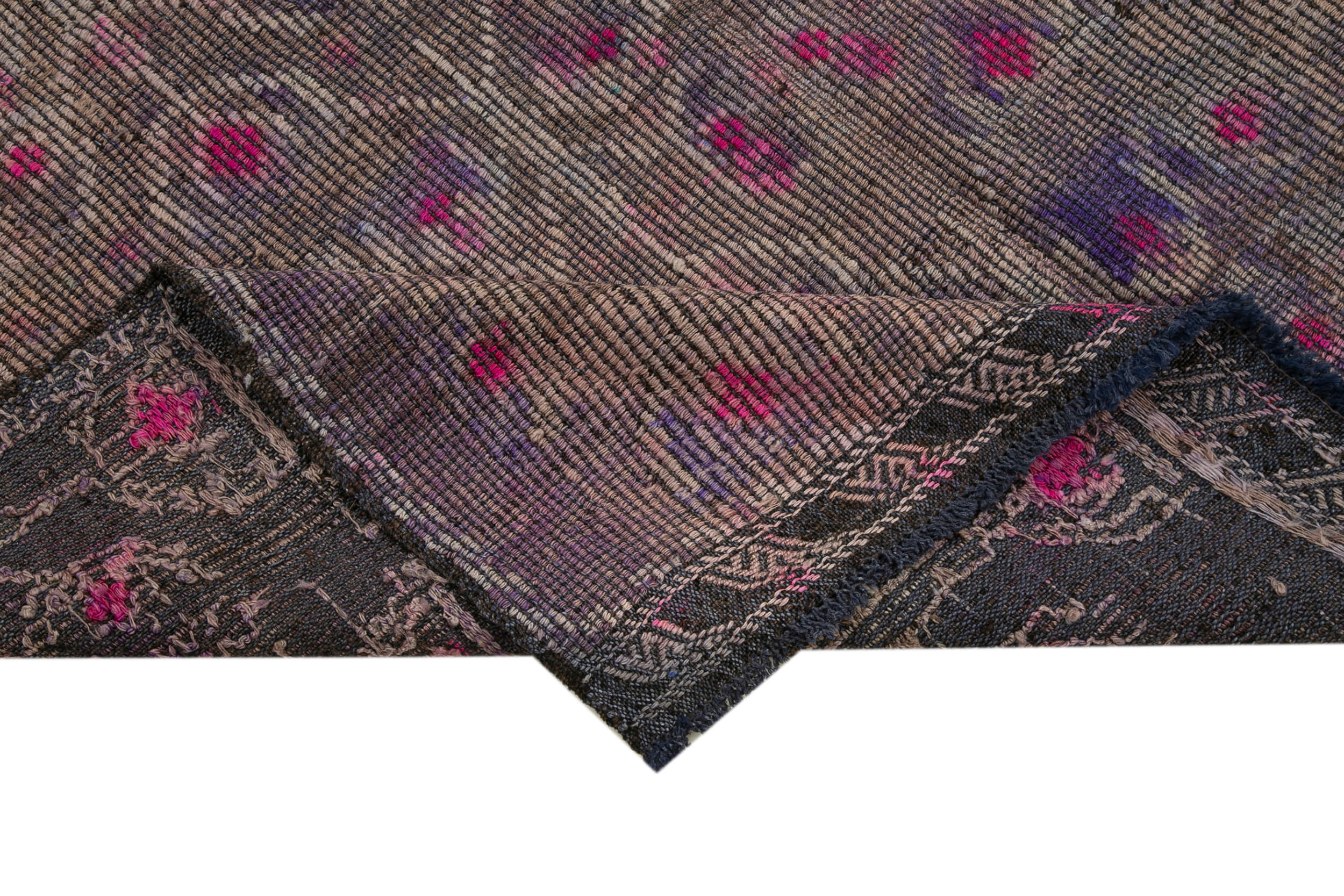 Handmade Geometric Kilim Rug – Purple Area Rug, Goat Hair Carpet 5x9 Foot