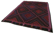 Handmade Geometric Kilim Rug – White Goat Hair Vintage Area Rug 7'1''x9'8''