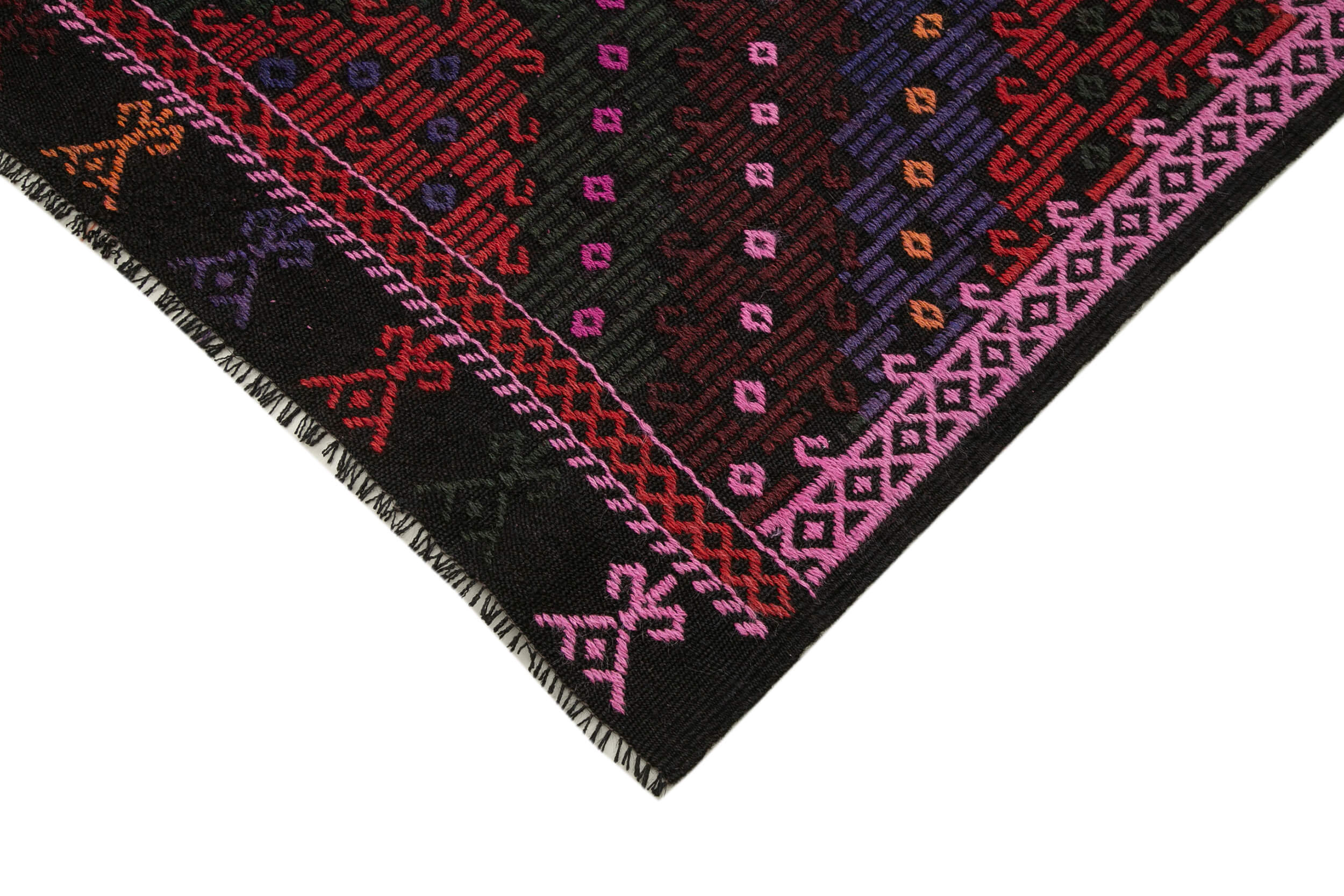 Handmade Geometric Kilim Rug – White Goat Hair Vintage Area Rug 7'1''x9'8''