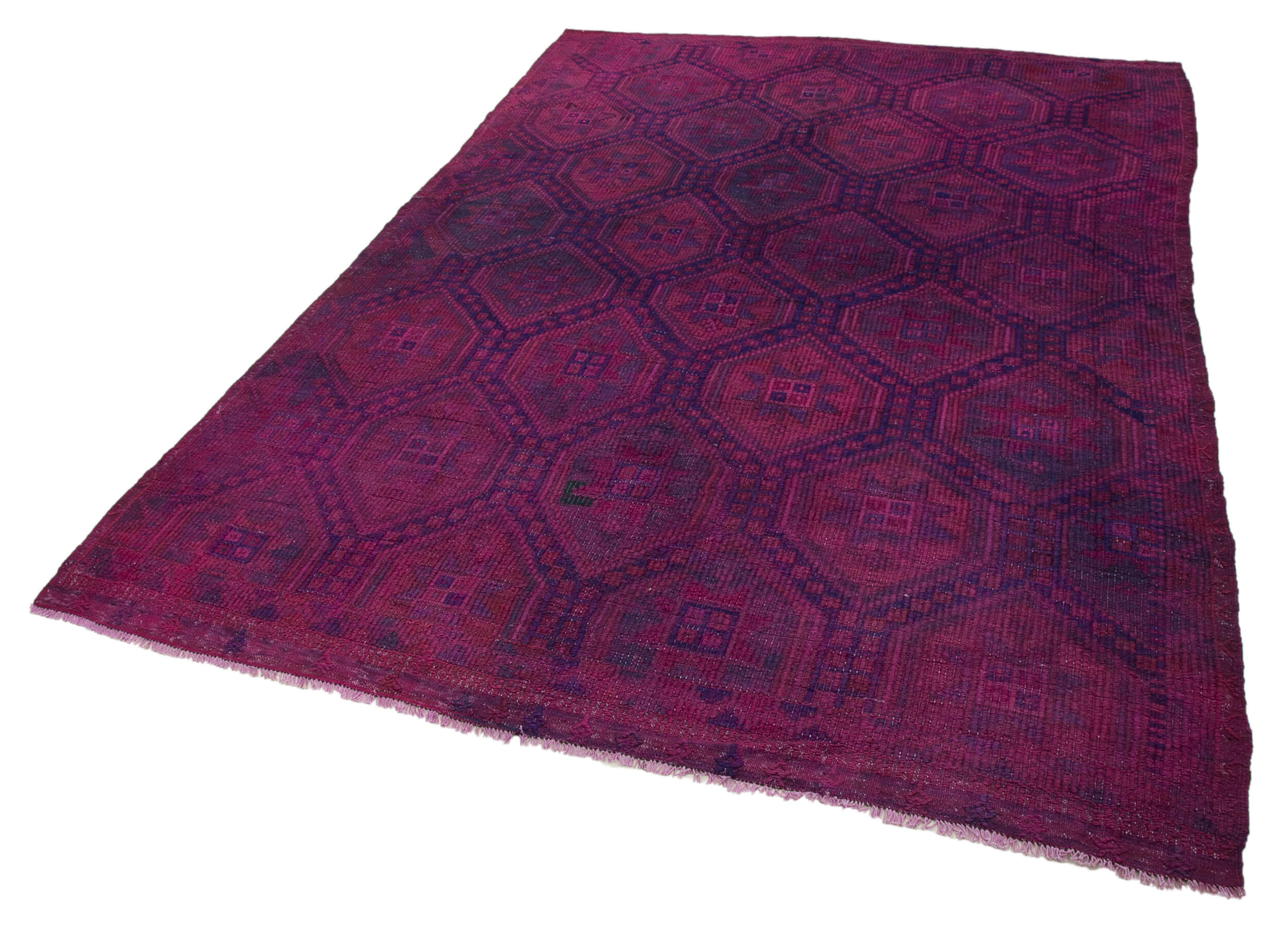 Handmade Kilim Rug – Pink Wool Geometric Area Rug with Goat Hair & Durable Cotton Backing 6'9''x9'10''